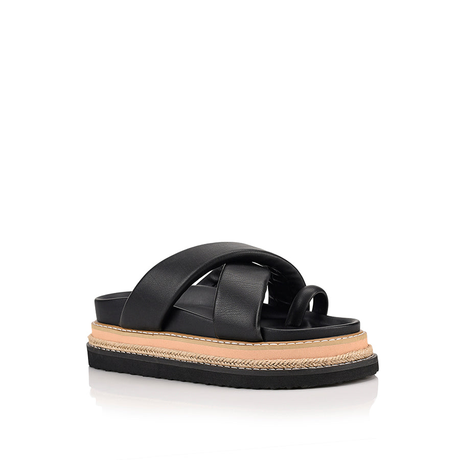 Thelma Flatform Slides for Women - Comfortable Black Summer Sandals for Casual Wear, Beach, and Outdoor Activities