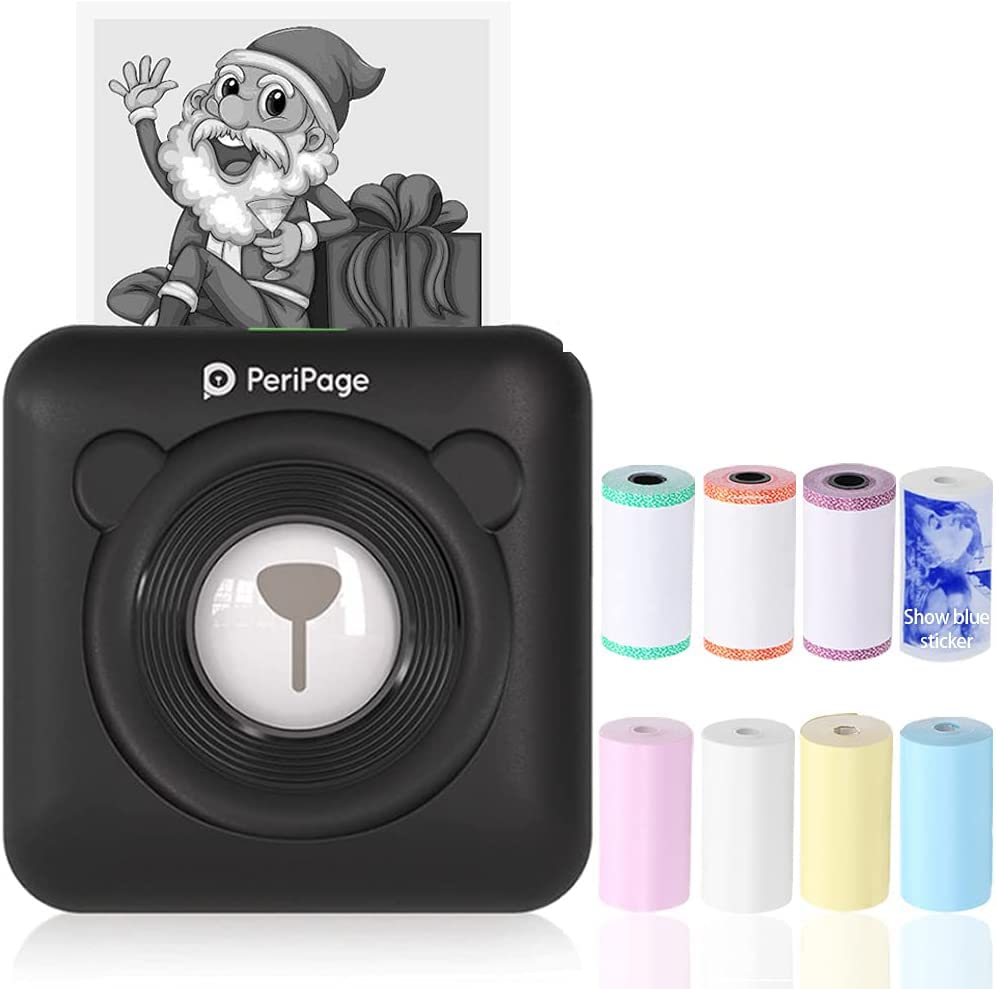 Portable Mini Bluetooth Thermal Photo Printer for iPhone & Android - Wireless Pocket Printer for Home, Office, School, Travel & Scrapbooking (Black & White) - Perfect for Instant Memories, DIY Projects & Gift Giving
