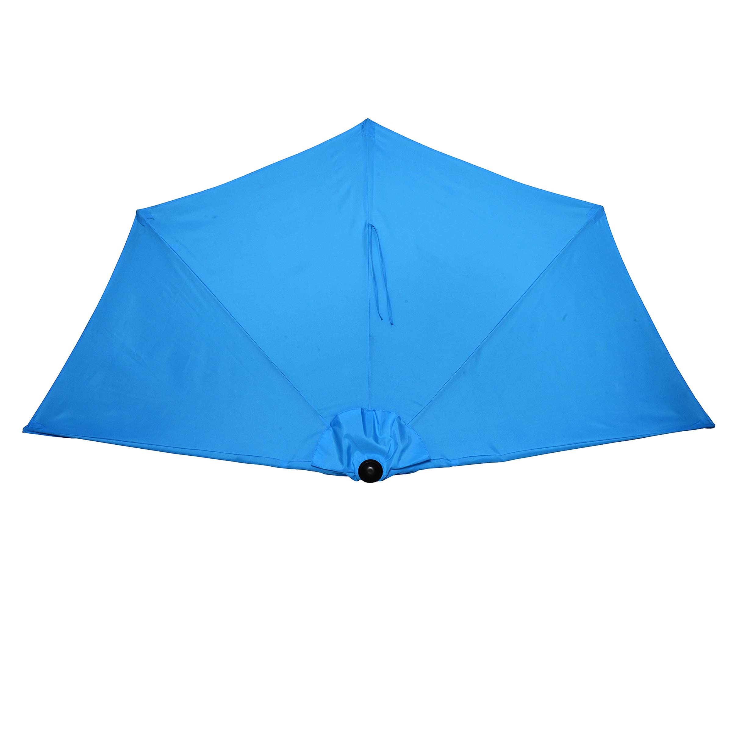 9FT Blue Half Patio Umbrella with Easy Hand Crank - Outdoor Canopy for Garden, Balcony, Condo & Townhouse - Sun Shade for Poolside, Deck, Backyard & Outdoor Dining - Villacera Patio Furniture