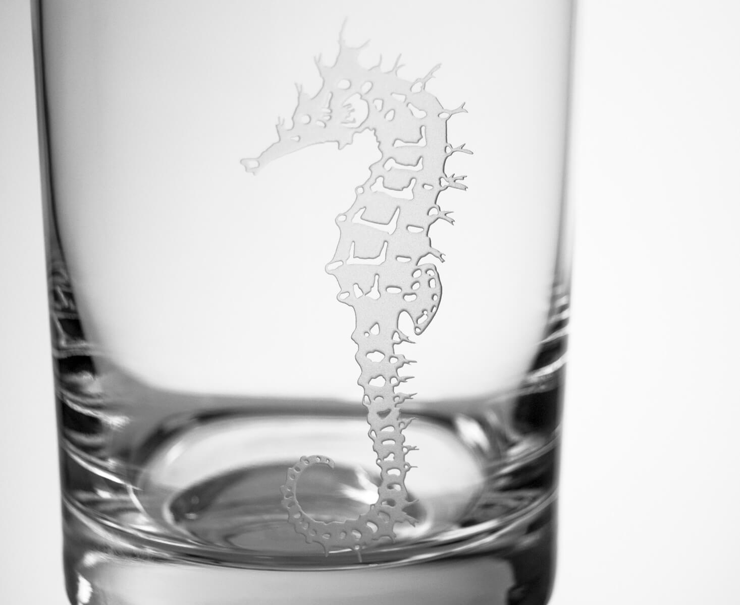 Premium Seahorse 13oz Double Old Fashioned Glasses - Set of 4 Heavy Base Whiskey Tumblers for Bourbon, Scotch & Cocktails - Perfect for Home Bar, Gifts & Entertaining
