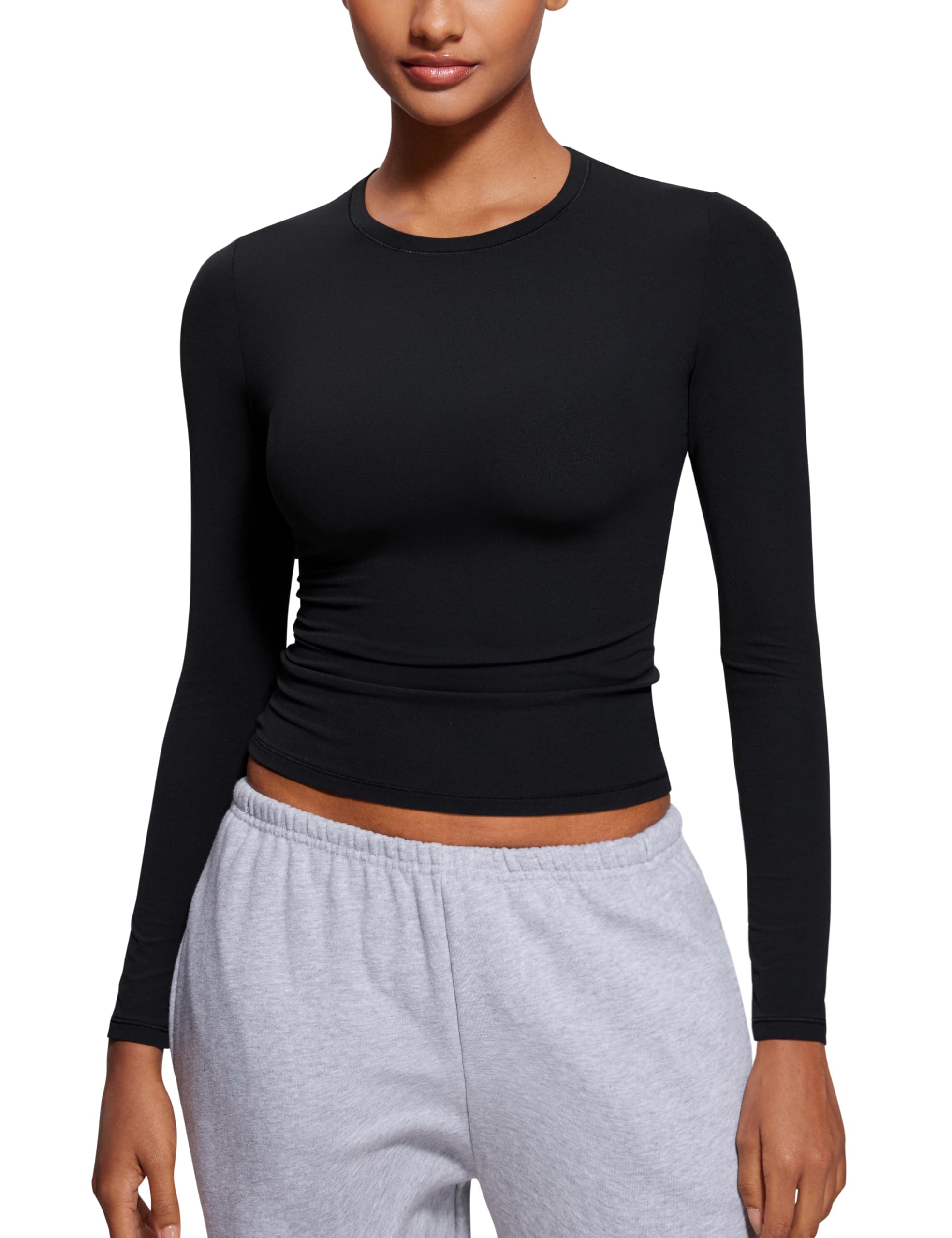 CRZ YOGA Women's Soft Embrace Long Sleeve T-Shirt - Crew Neck Fitted Basic Top for Fall & Winter - Yoga, Workout, Casual Wear & Daily Outfits