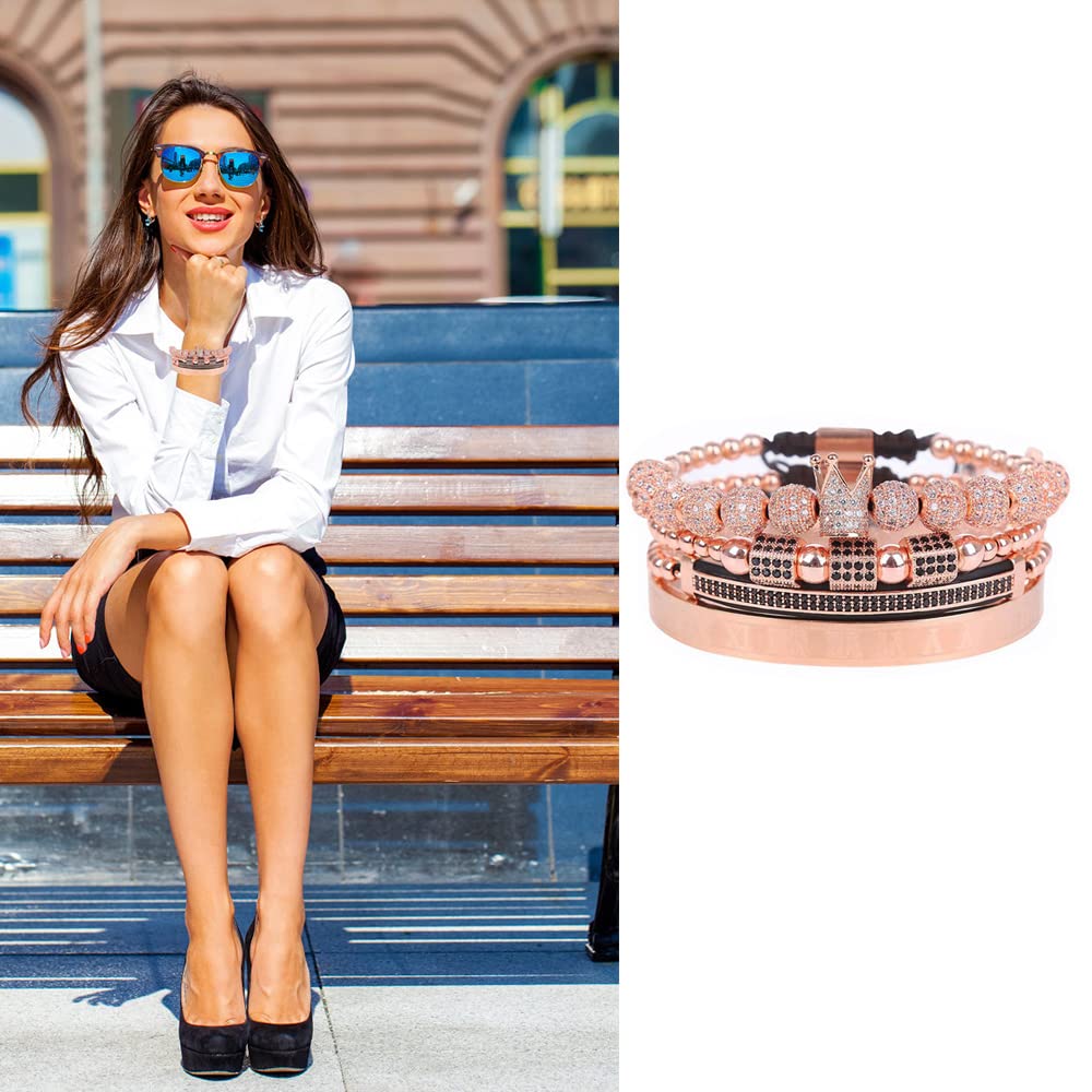 Men's Beaded Bracelet with Micro Pave Zircon - Stainless Steel Cuff Bangle for Men & Women - Perfect for Casual Wear, Gifts & Special Occasions