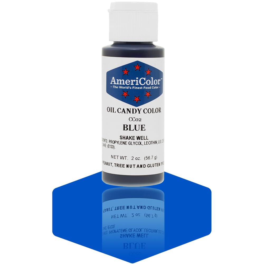 Americolor Candy Oil - 2 oz Blue Food Coloring for Candy Making, Baking & Cake Decorating - Perfect for Fondant, Icing & DIY Treats