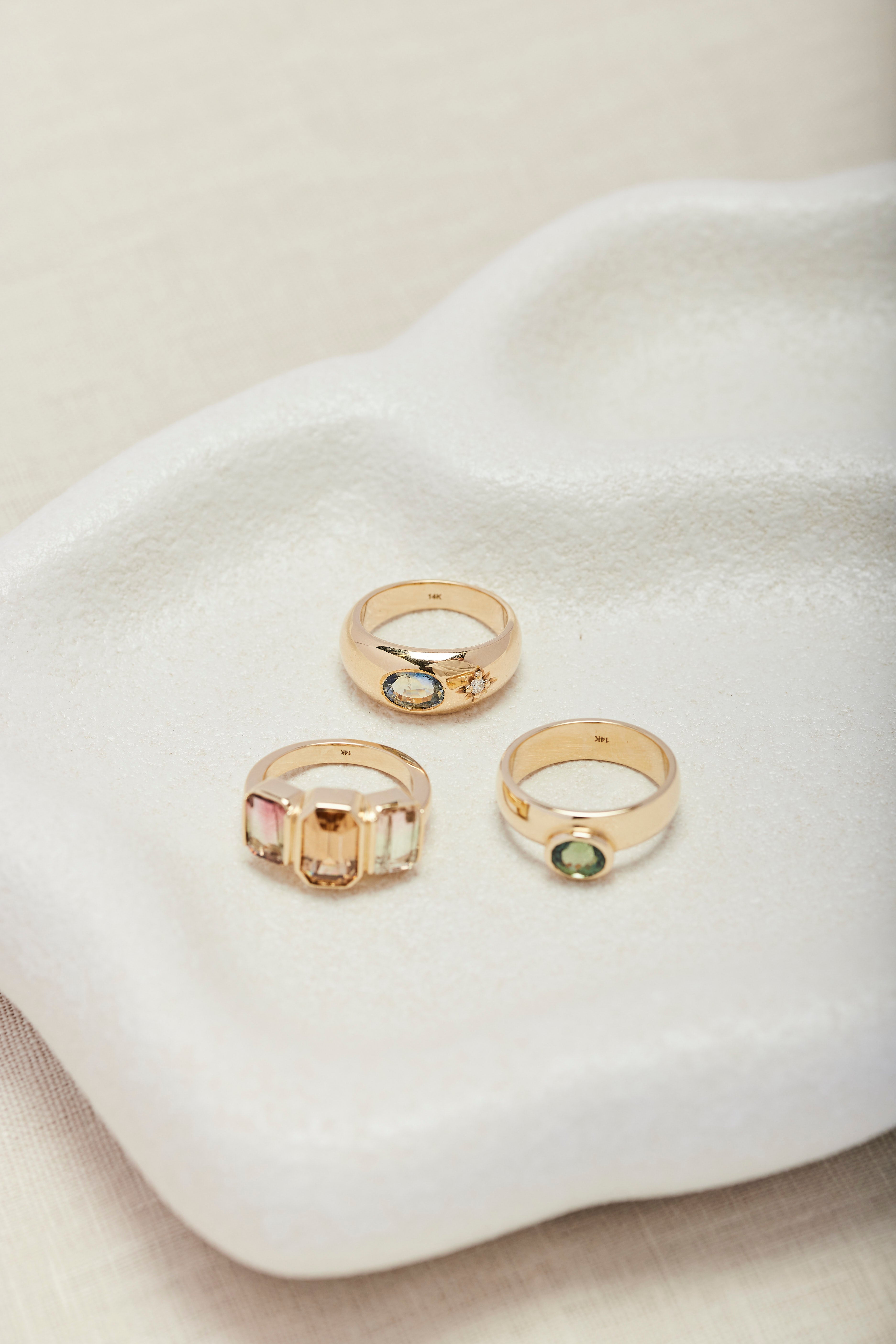 14K Yellow Gold Ellipse Gypsy Band Ring for Women - Elegant Wedding, Engagement & Everyday Jewelry
