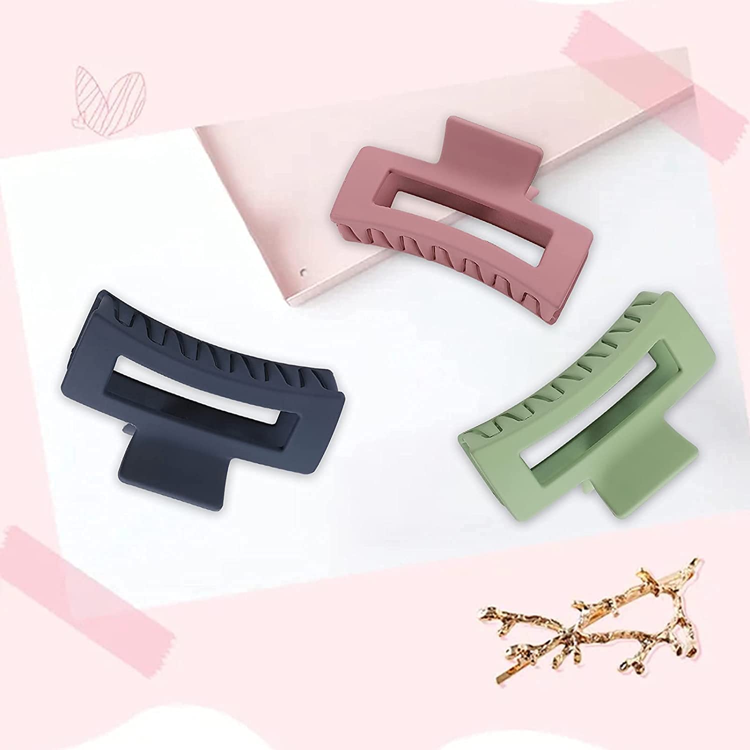ALIBA COLLECTION Strong Hold Hair Claw Clips for Women - 3PCS Set for Thick & Thin Hair - Perfect for Updos, Ponytails & Everyday Hairstyles