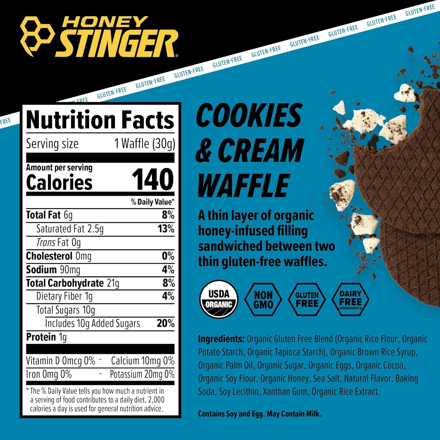 Honey Stinger Gluten Free Energy Waffles - 3 Flavor Variety Pack (9 Count) | Organic Honey Waffle Snacks for Cycling, Hiking & Running | Quick Energy Boost for Athletes