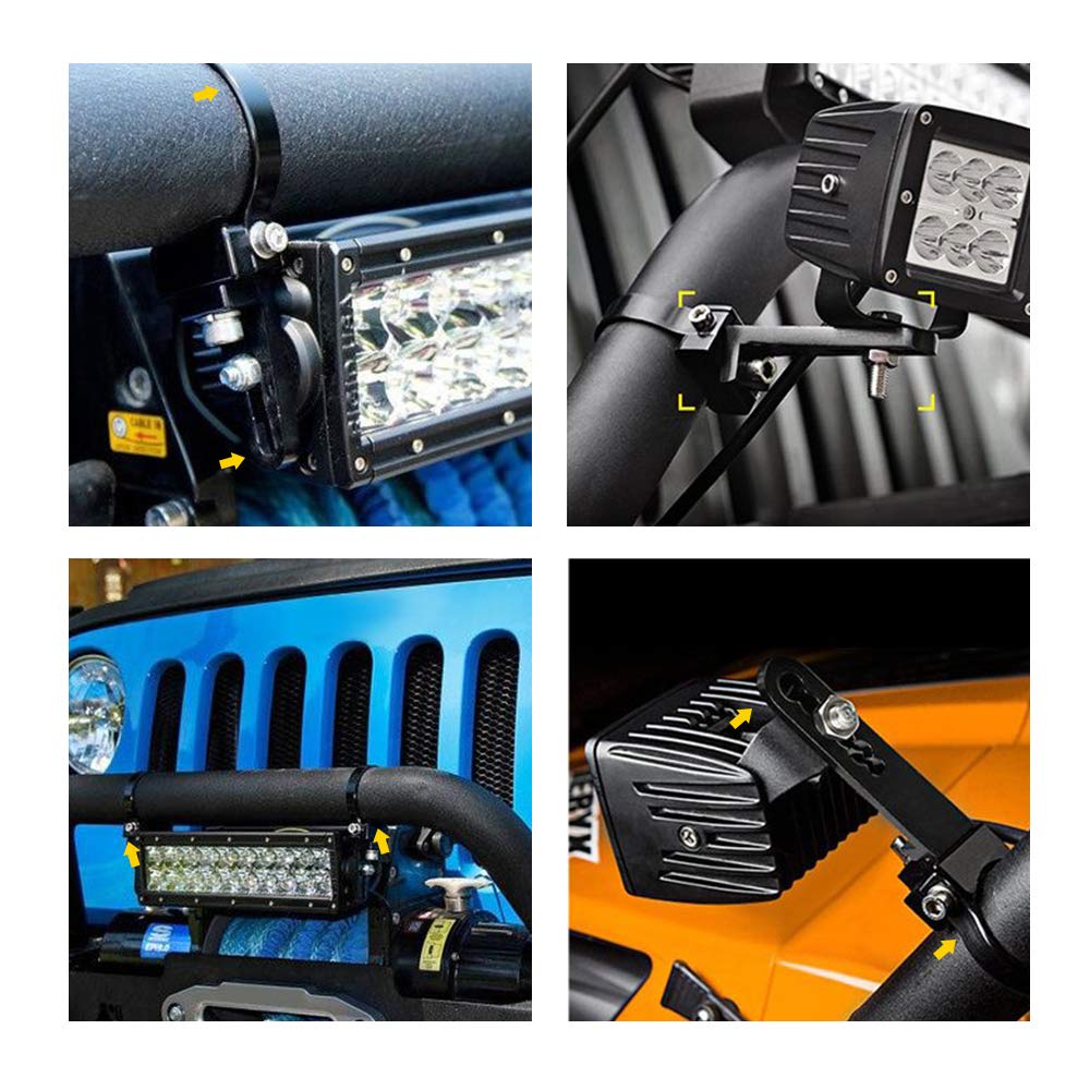 AUXMART 1.75 Inch Bullbar Nudge Bar Mounting Brackets - Heavy Duty Tube Clamp for LED Light Bar Installation - Perfect for Off-Road Trucks, Jeeps & 4x4 Vehicles