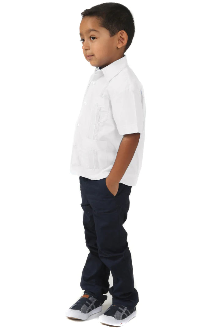 Boys Guayabera Shirt (2847) - Stylish Mexican Traditional Shirt for Kids - Perfect for Parties, Weddings & Summer Outfits
