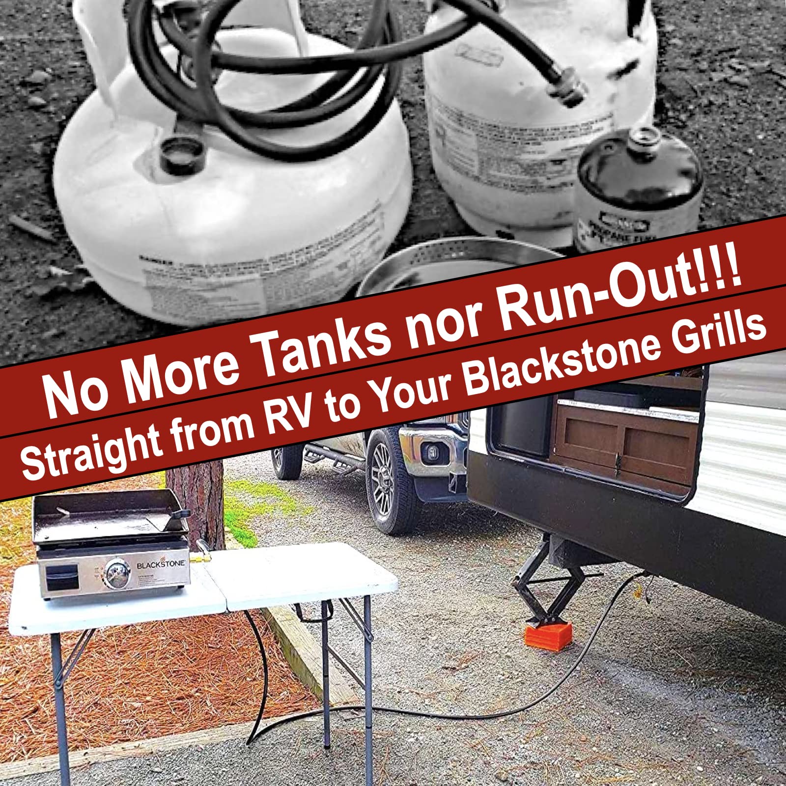 12FT RV Propane Quick Connect Hose with Blackstone Adapter - Heavy Duty Propane Gas Hose for Blackstone 22