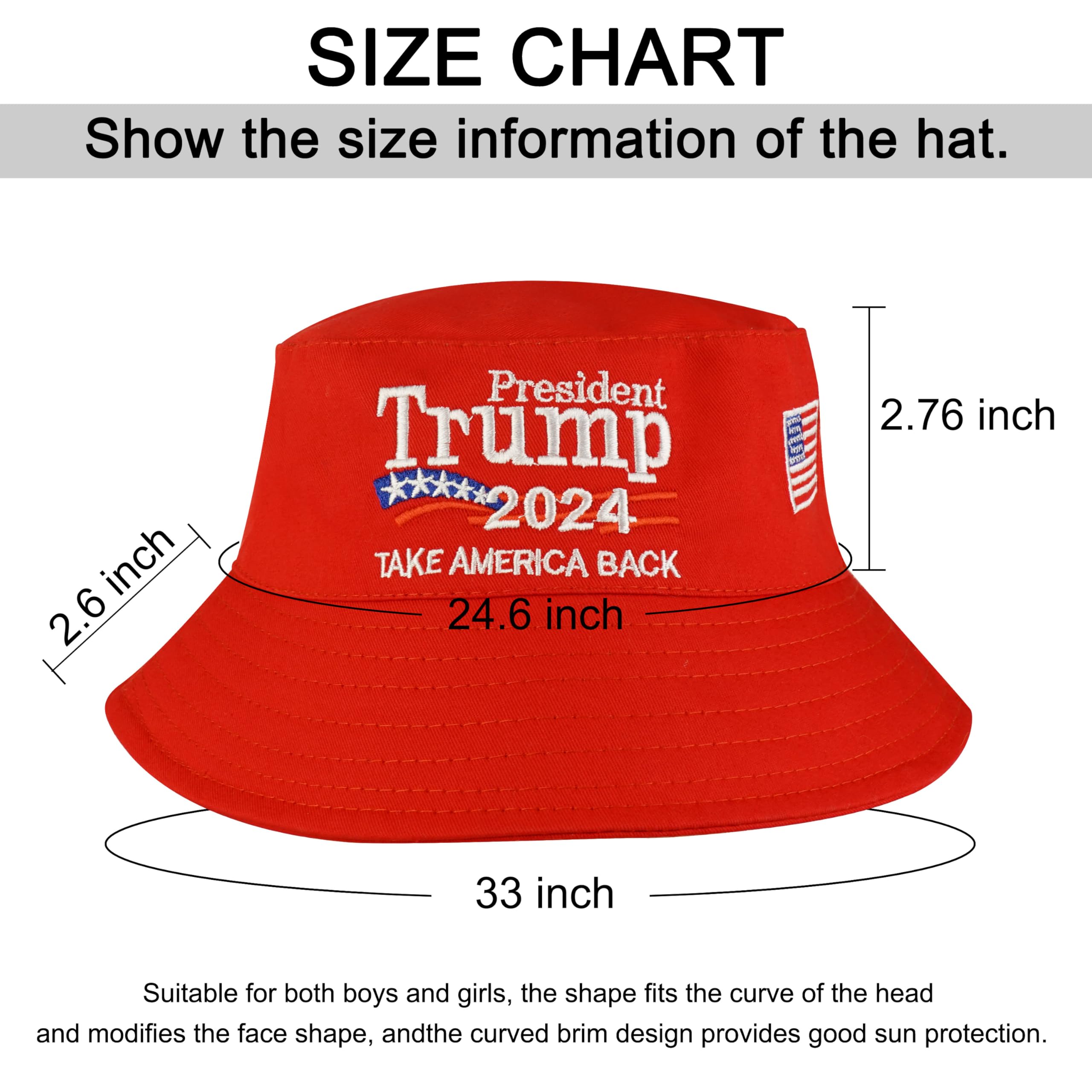 Trump 2024 Bucket Hat for Men & Women - 'Take America Back' Patriotic Sun Hat for Beach, Golf, Fishing & Outdoor Activities - Stylish Political Cap for Campaign Supporters & Summer Protection