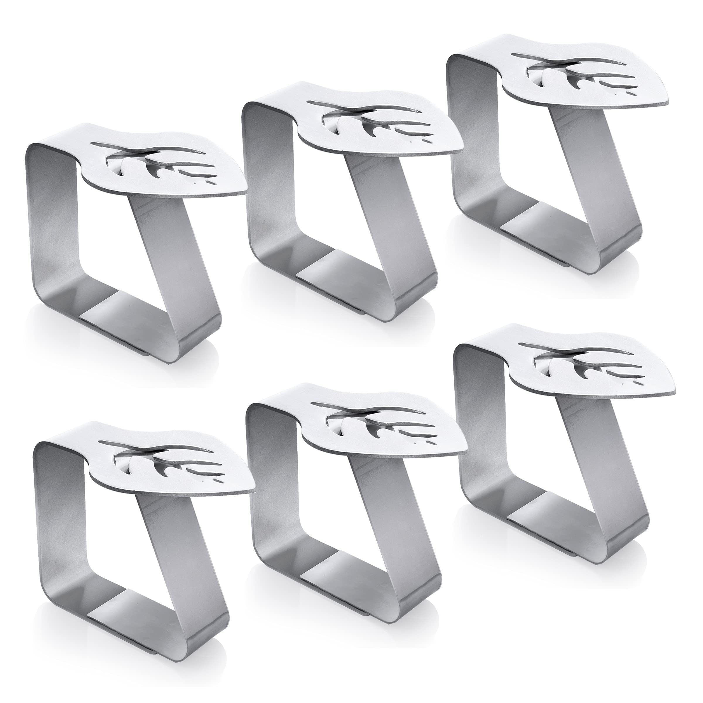 6 Pack Stainless Steel Picnic Tablecloth Clips - Heavy Duty Table Cloth Clamps for Outdoor Dining, Fits 1.9” Thick Tables - Perfect for BBQs, Camping, Beach Parties & Picnics