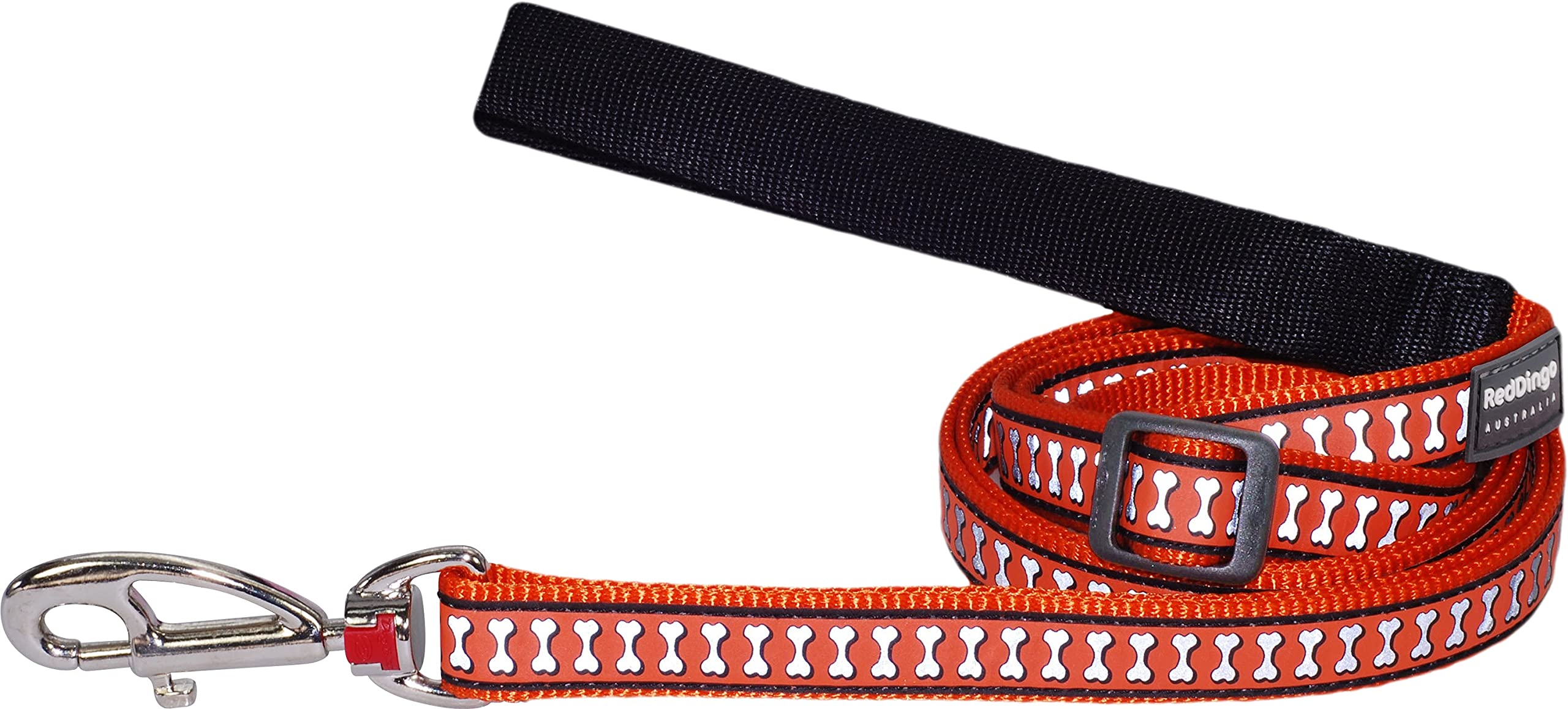 Red Dingo Reflective Dog Leash - Small Orange Nylon Walking Lead for Small Dogs - High Visibility for Nighttime & Low Light Walks, Jogging & Outdoor Adventures
