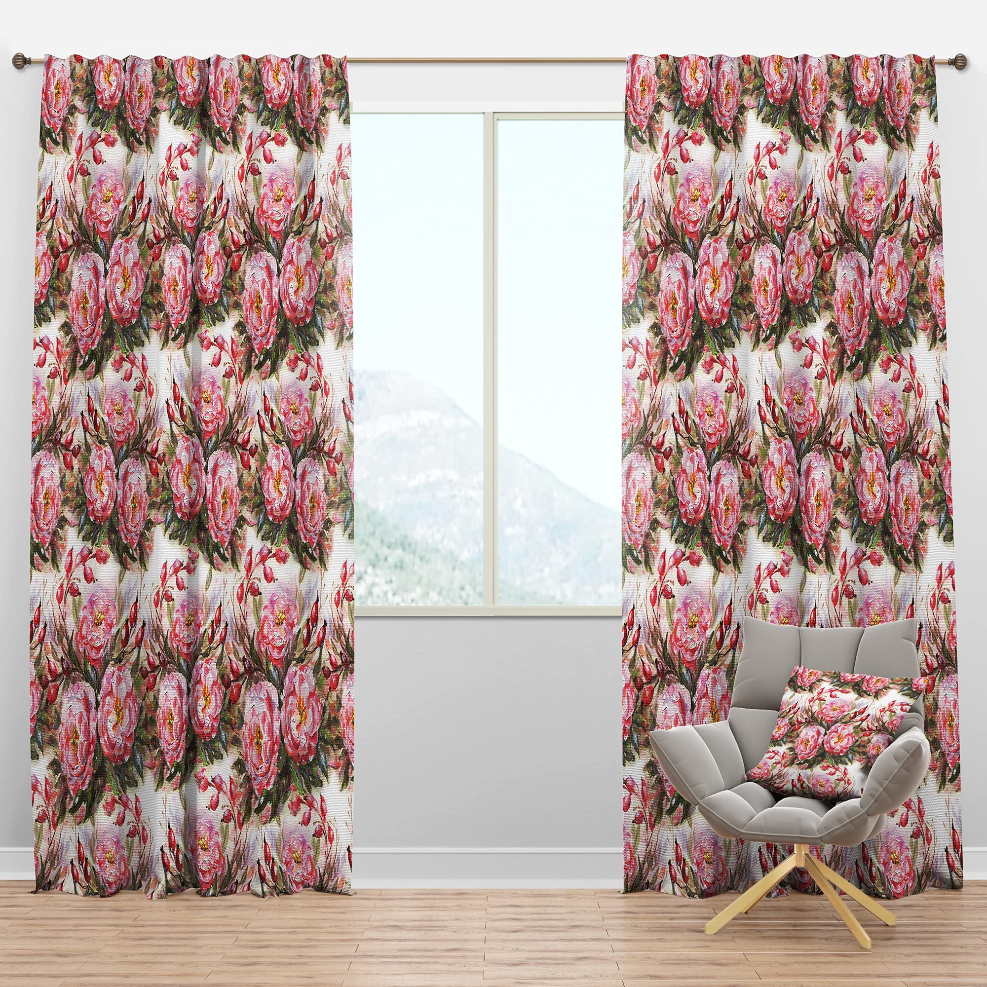 DesignQ Blackout Curtains 'Wild Roses Oil Painting' - Thermal Insulated Single Panel (52x120 Inches) - Elegant Window Treatments for Bedroom & Living Room - Perfect for Light Blocking, Privacy & Temperature Control