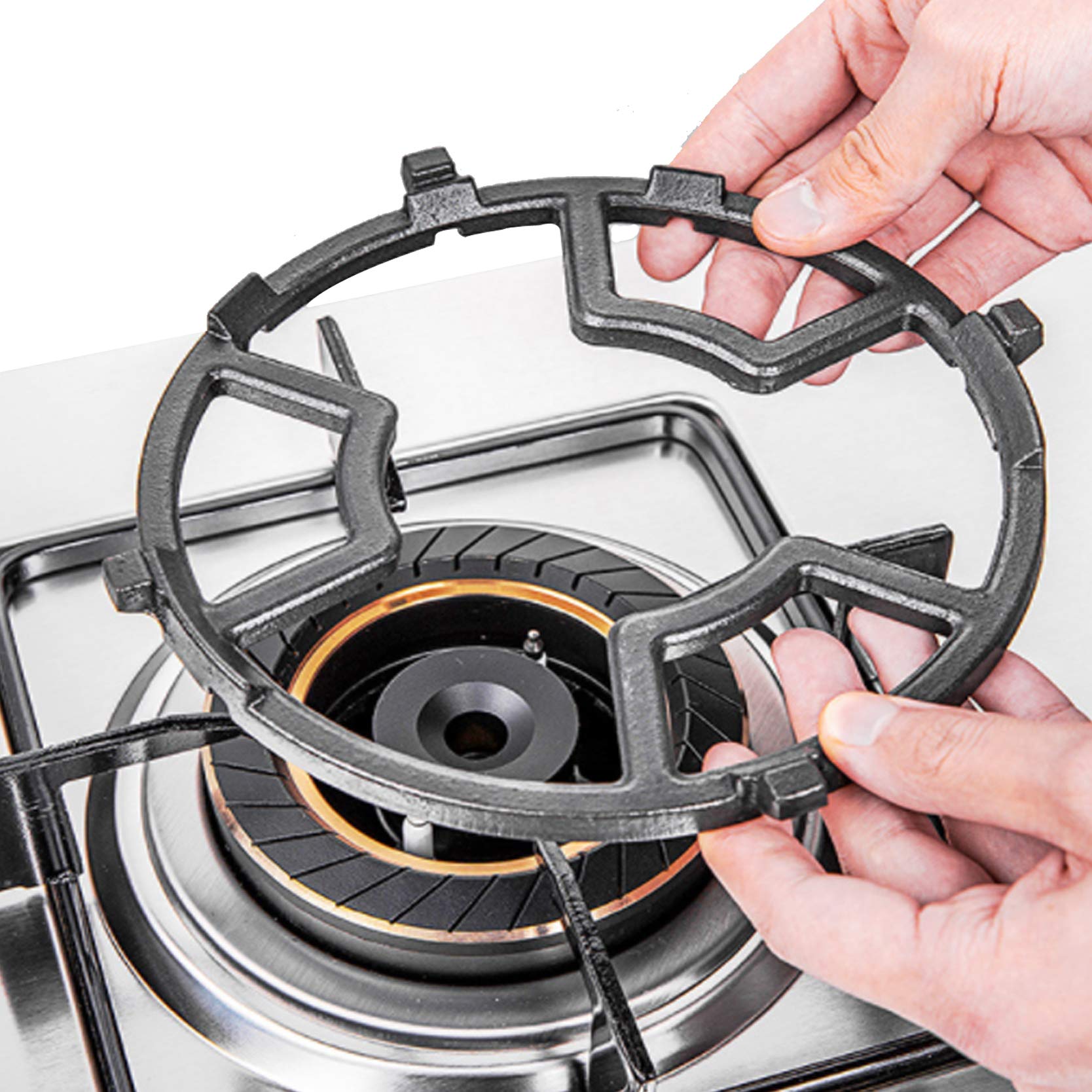 Non-Slip Cast Iron Gas Ring Reducer - 7.5 Inch Black Burner Grate for Butter Warmers & Small Saucepans - Universal Fit for Most Gas Stoves - Perfect for Wok Cooking, Melting Chocolate, and Simmering Sauces