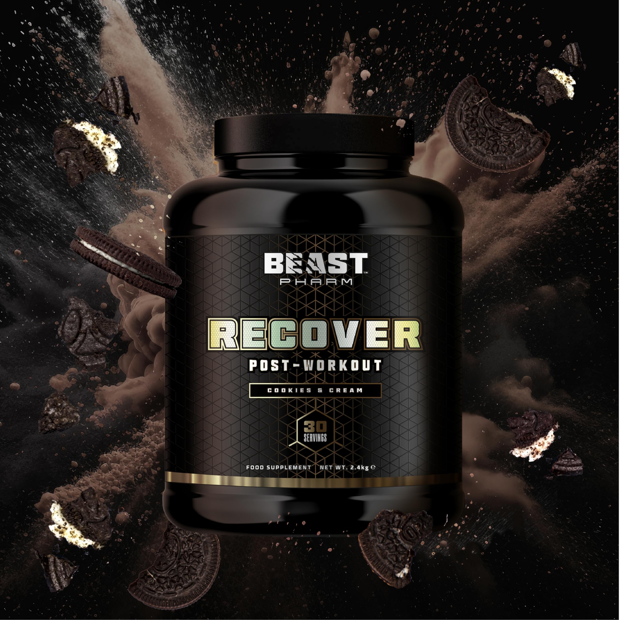 Beast Pharm Recover Post Workout Protein Powder 5.3lb (Cookies & Cream Flavor) - Muscle Recovery & Growth Supplement for Athletes & Bodybuilders After Training