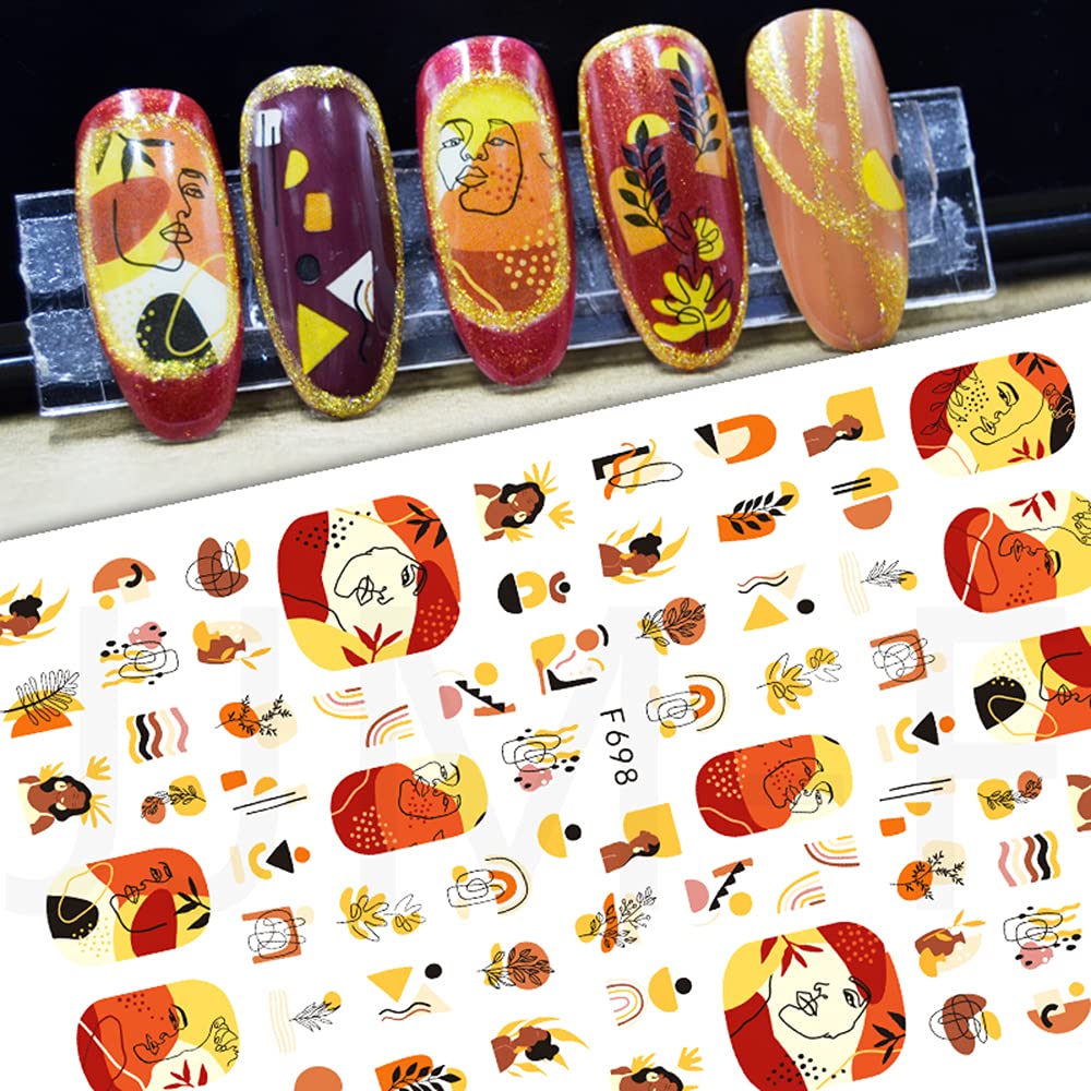 Fall Nail Art Stickers - 3D Self-Adhesive Maple Leaf Nail Decals for Thanksgiving & Autumn Nail Designs | 6 Sheets of Nail Foil Stickers for Acrylic Nails, Perfect for Thanksgiving Day Decorations & Seasonal Nail Art