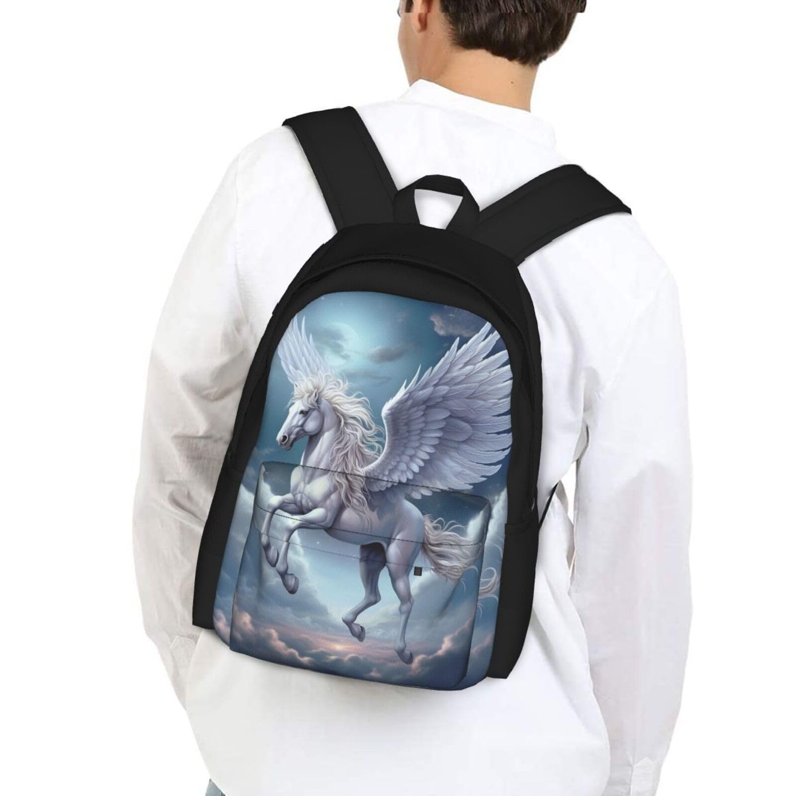 Galaxy Pegasus Horse Kids Backpack 17 Inch - School Bookbag for Boys & Girls, Travel Shoulder Bag, Laptop Daypack for Teens (1st-5th Grade) - Perfect for School, Travel & Daily Use
