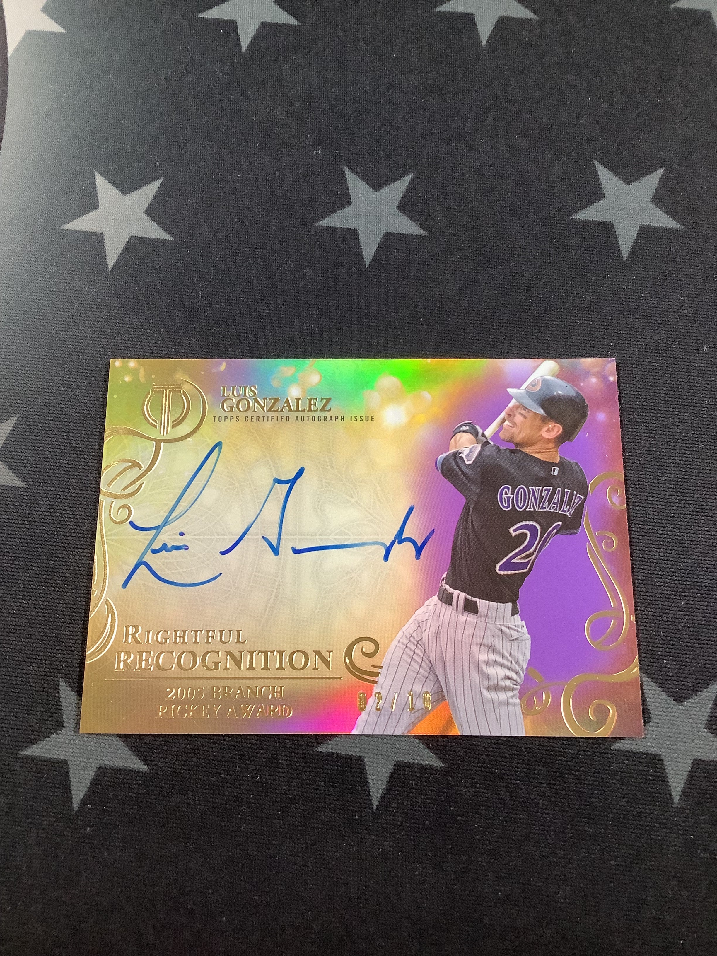 2015 Topps Tribute Luis Gonzalez Rightful Recognition Diamondbacks Autograph #NOW LG /10 - Rare Baseball Card for Collectors & Sports Memorabilia Enthusiasts