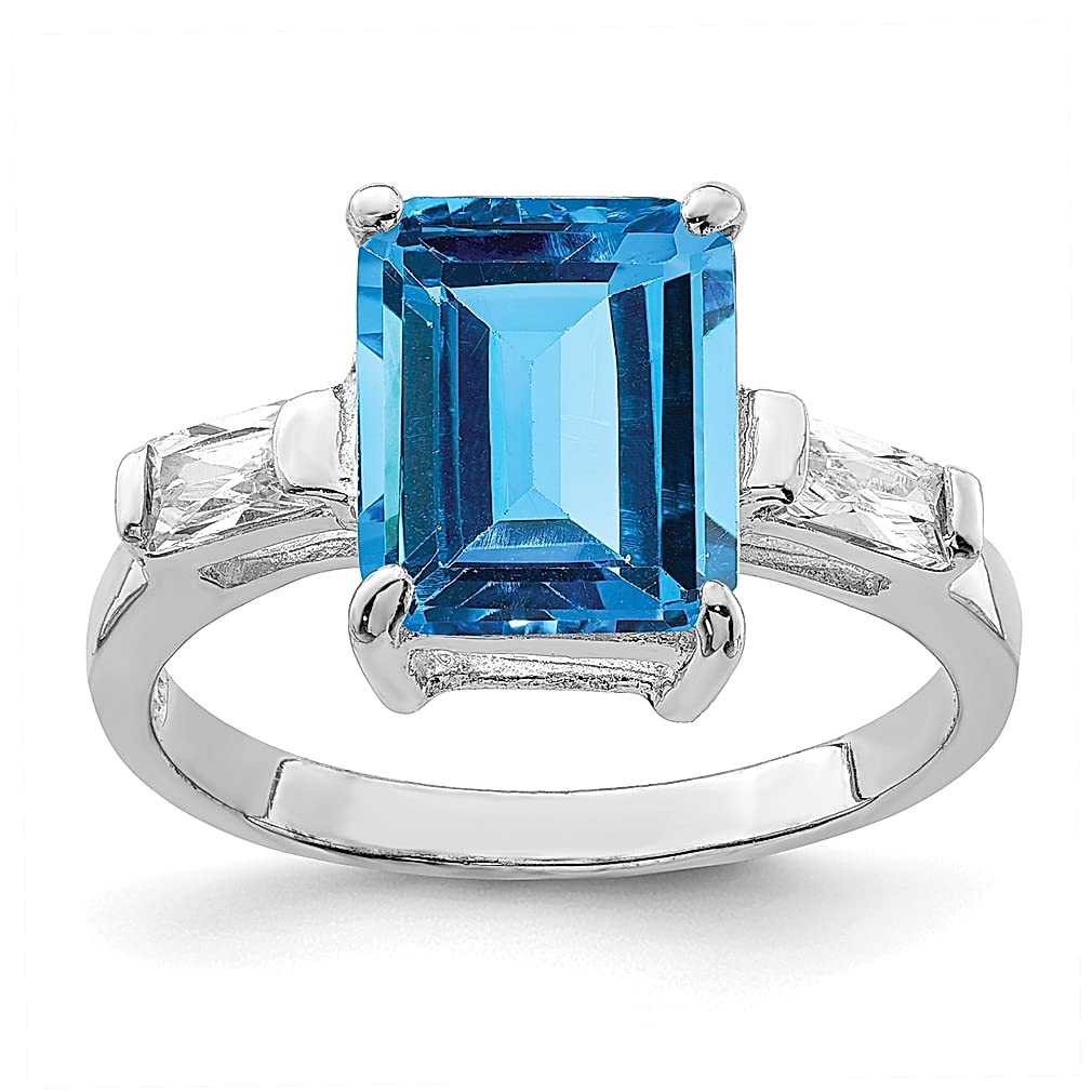 925 Sterling Silver Blue Topaz Band Ring for Women | Genuine Gemstone Jewelry | Elegant Gift for Her | Perfect for Anniversaries, Birthdays & Special Occasions