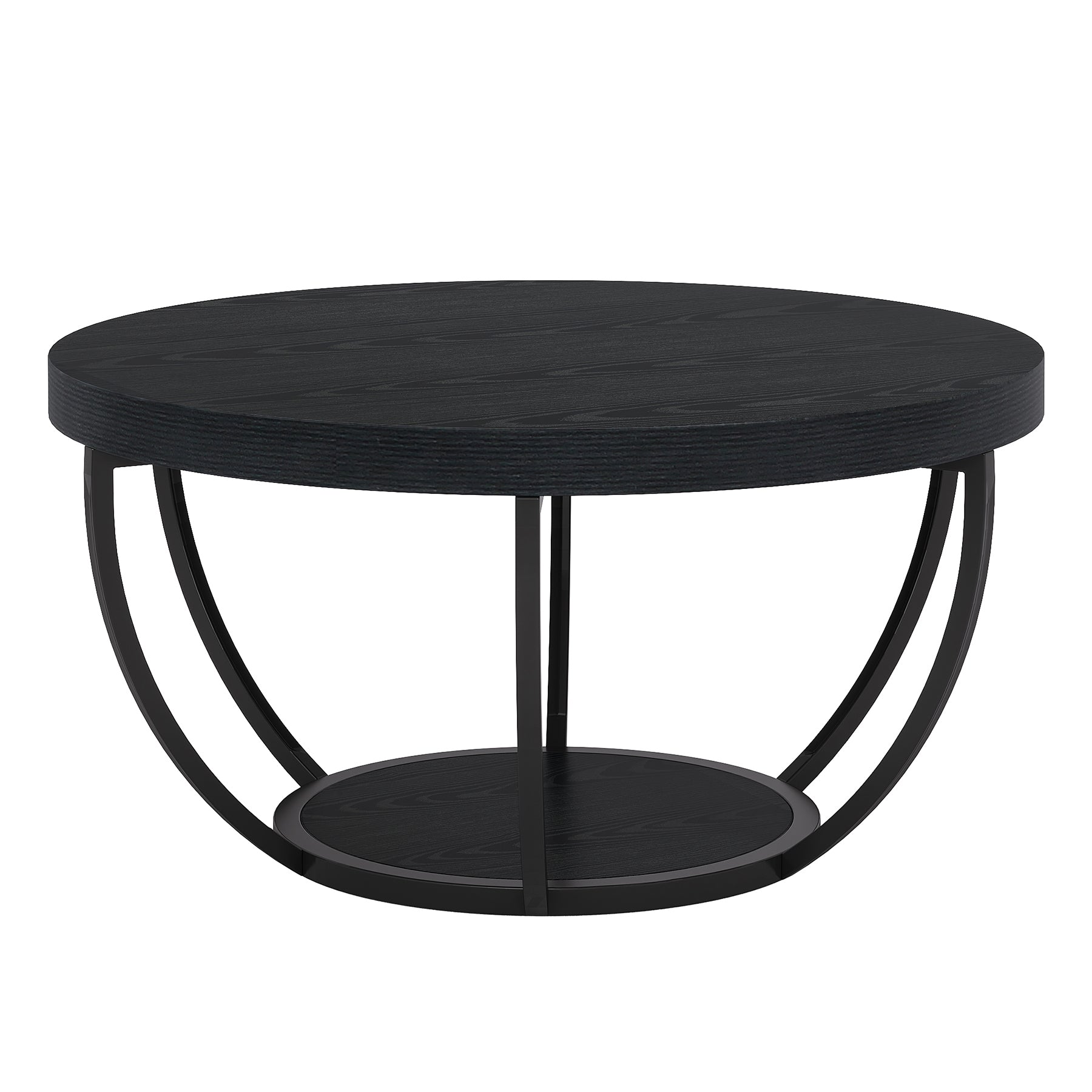 2-Tier Round Wooden Coffee Table with Storage Shelf - Modern Living Room Centerpiece for Home Decor & Entertaining