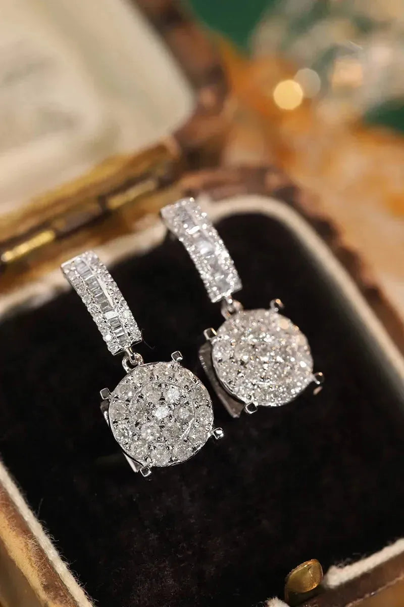 18K White Gold Diamond Drop Earrings for Women - 0.76ct Natural Diamond Stud Earrings, Classic INS Style Party Jewelry - Perfect for Weddings, Anniversaries & Special Occasions
