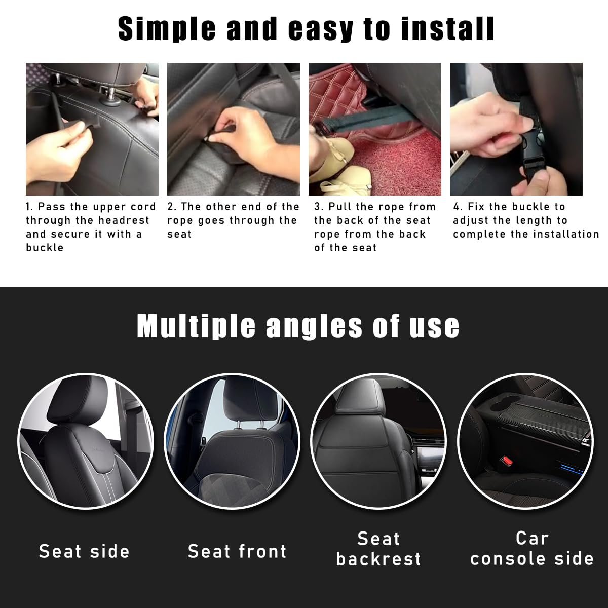 2 in 1 Large Car Cup Holder with Adjustable Strap - Multifunctional Seat Side Storage Hanging Organizer with Mesh Pocket - Water Bottle Storage Sleeve for SUV, Truck, Van - Perfect for Road Trips & Commuting (Khaki)
