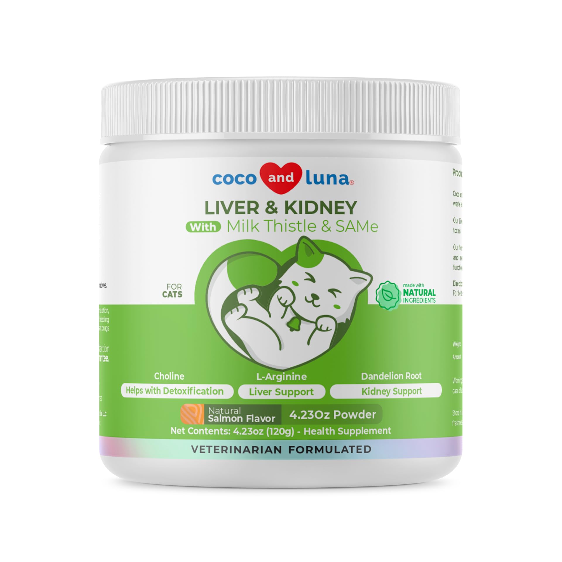 Organic Milk Thistle Powder for Cats - 4oz Natural Liver & Kidney Support Supplement with SAMe & L-Arginine - Detox & Hepatic Function Aid - Promotes Healthy Liver for Senior Cats & Pets with Liver Issues - Perfect for Daily Wellness Routine & Post-Medication Recovery