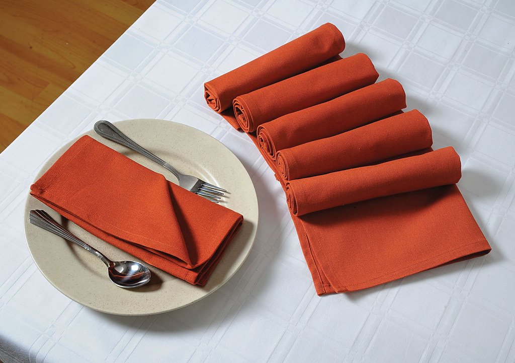 Premium YUGA 100% Cotton Plain Dinner Napkins Set - 17x17 Inches (Set of 6) - Soft & Absorbent Table Linen for Formal Dining, Parties & Everyday Use