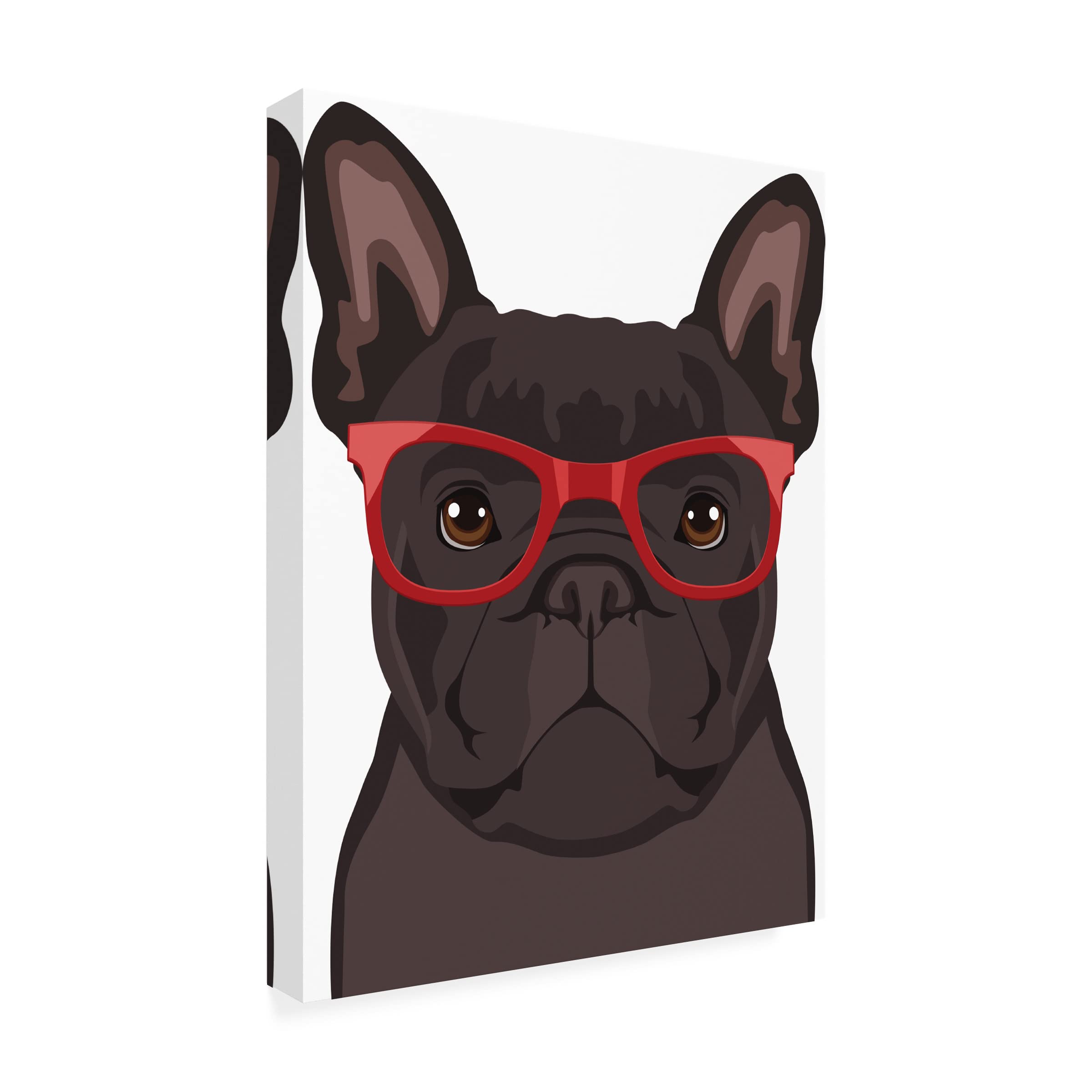 French Bulldog Wearing Hipster Glasses Canvas Wall Art Print - Modern Home Decor for Living Room, Bedroom & Office - Funny Dog Lover Gift Idea