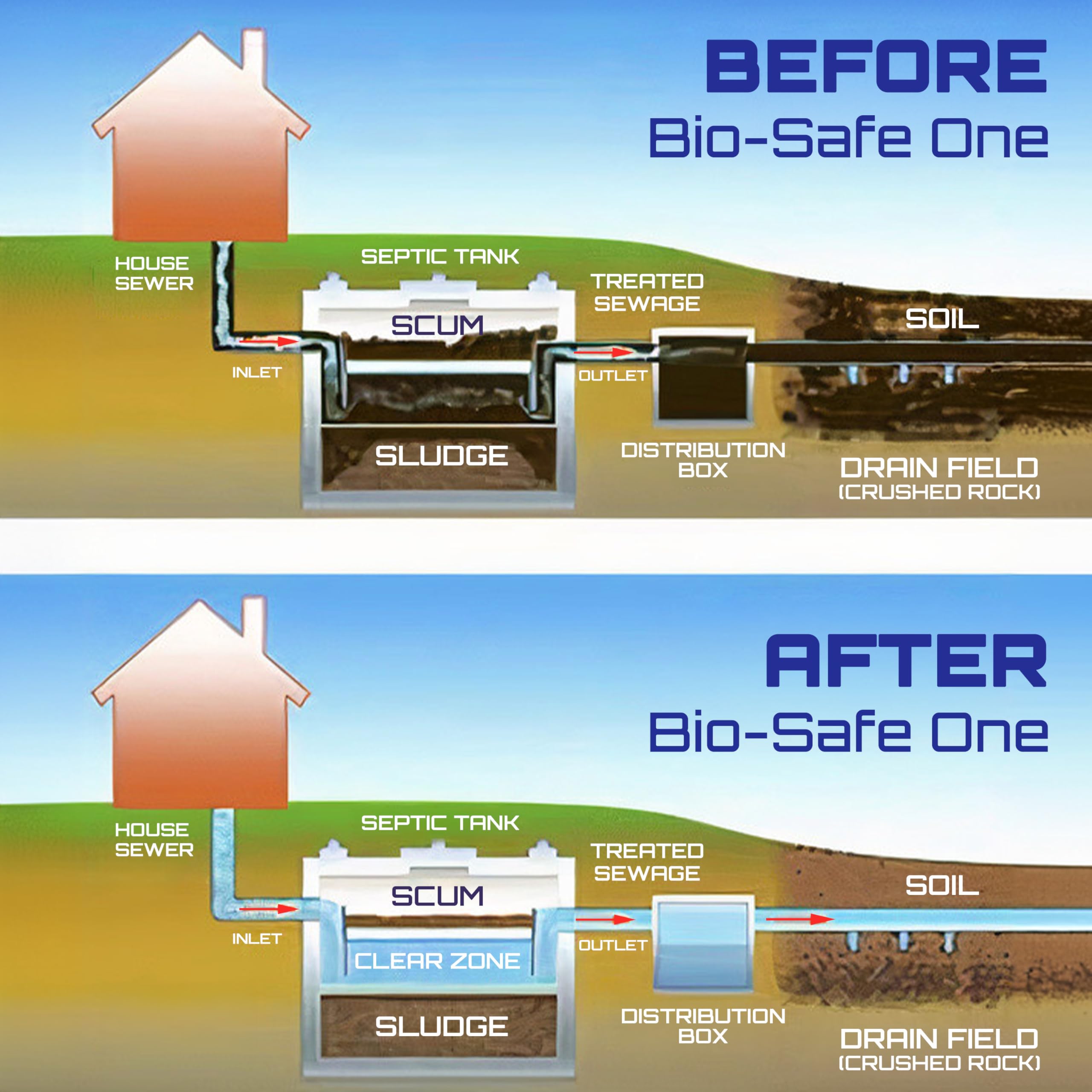 BSA 10003 Septic Tank Treatment - 24 Monthly Doses | Septic Cleaner & Drain Opener | Unclogs Toilet & Drain Pipes | Exxon Valdez Patented Formula | Ideal for Home & RV Septic Systems