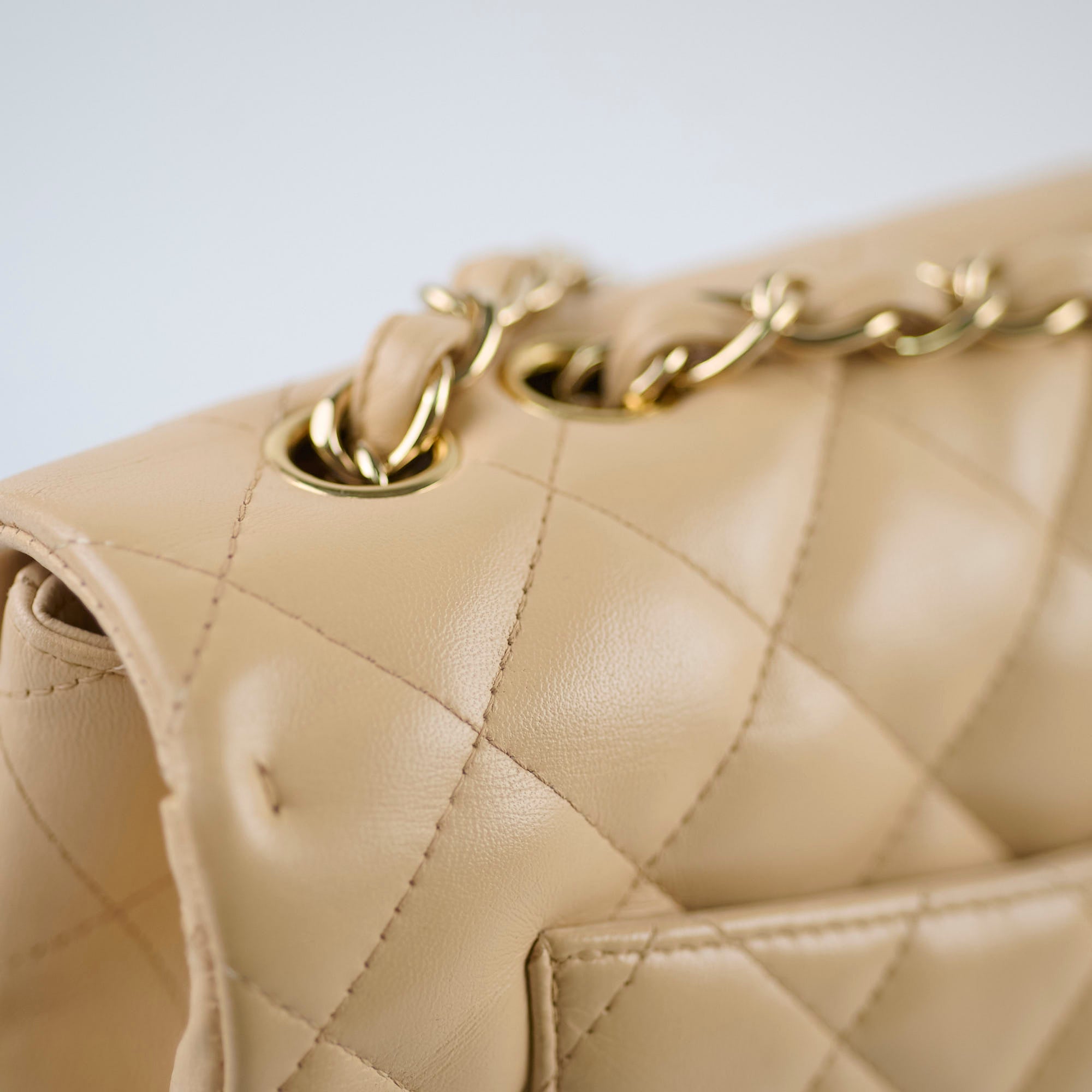 Authentic Chanel Single Flap Jumbo Bag in Beige Lambskin Leather (12 Series 2009) - Luxury Handbag for Women, Perfect for Work, Evening Events & Fashionable Outfits