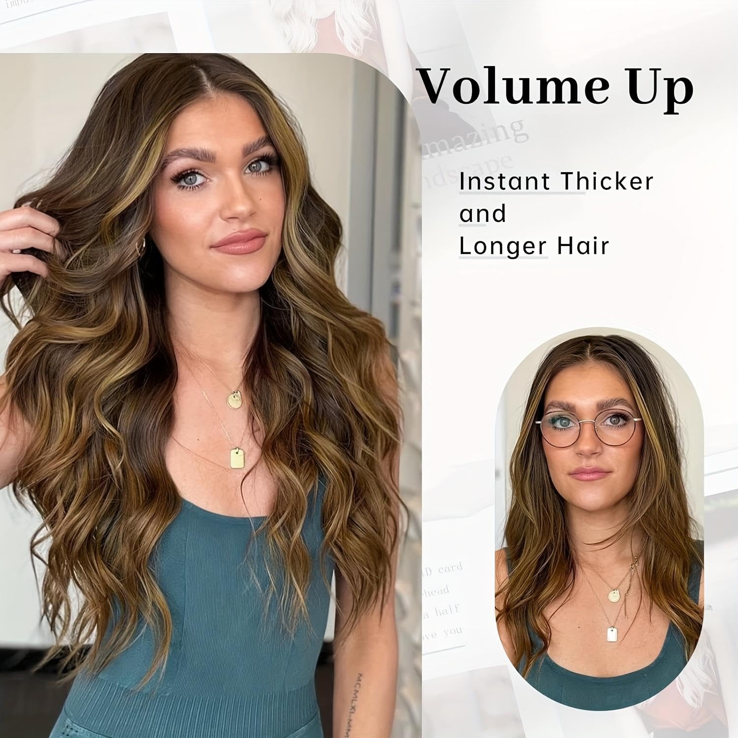 CHRONEX 24-Inch Curly Synthetic Hair Extensions with 5 Clips - 1 Piece for Women | Perfect for Parties, Weddings & Everyday Styling