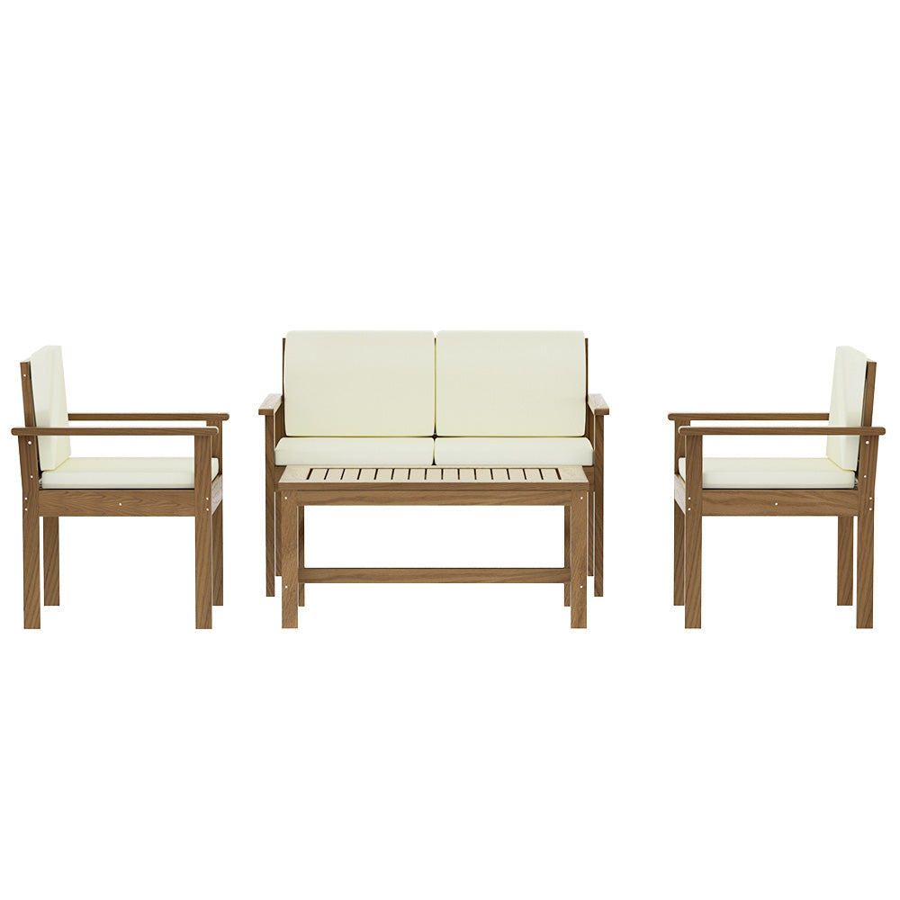 4-Seater Acacia Wood Patio Lounge Set - Outdoor Garden Furniture for Poolside, Deck, Backyard Relaxation