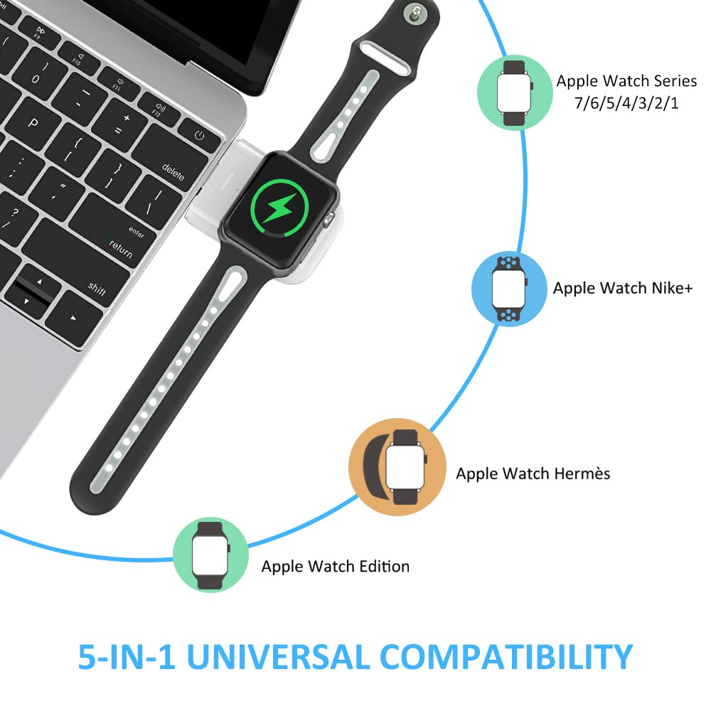Portable Wireless Charger for Apple Watch Series 7/6/5/4/3/2/1/Nike+, 1000mAh Power Bank - Compatible Charging Station for Travel, Gym & Outdoor Activities