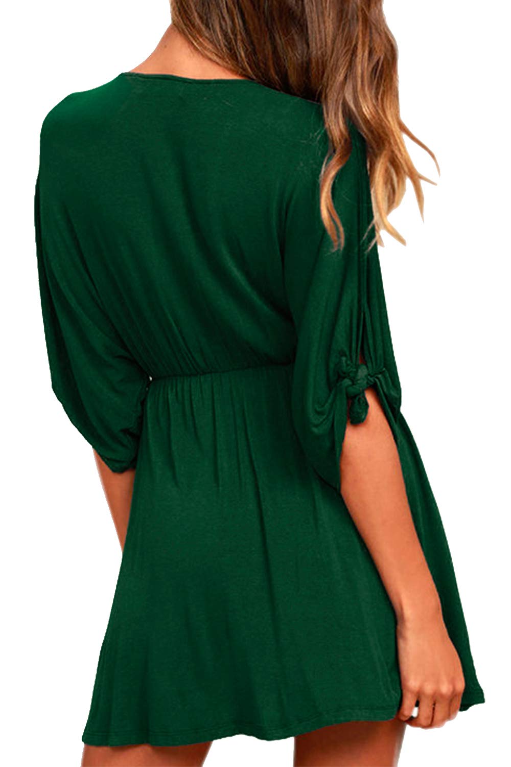 Meenew Women's Summer Casual Loose Tunic Swing Dress - V Neck Short Sleeve Vacation Beach Dress for Travel, Party & Outdoor Activities