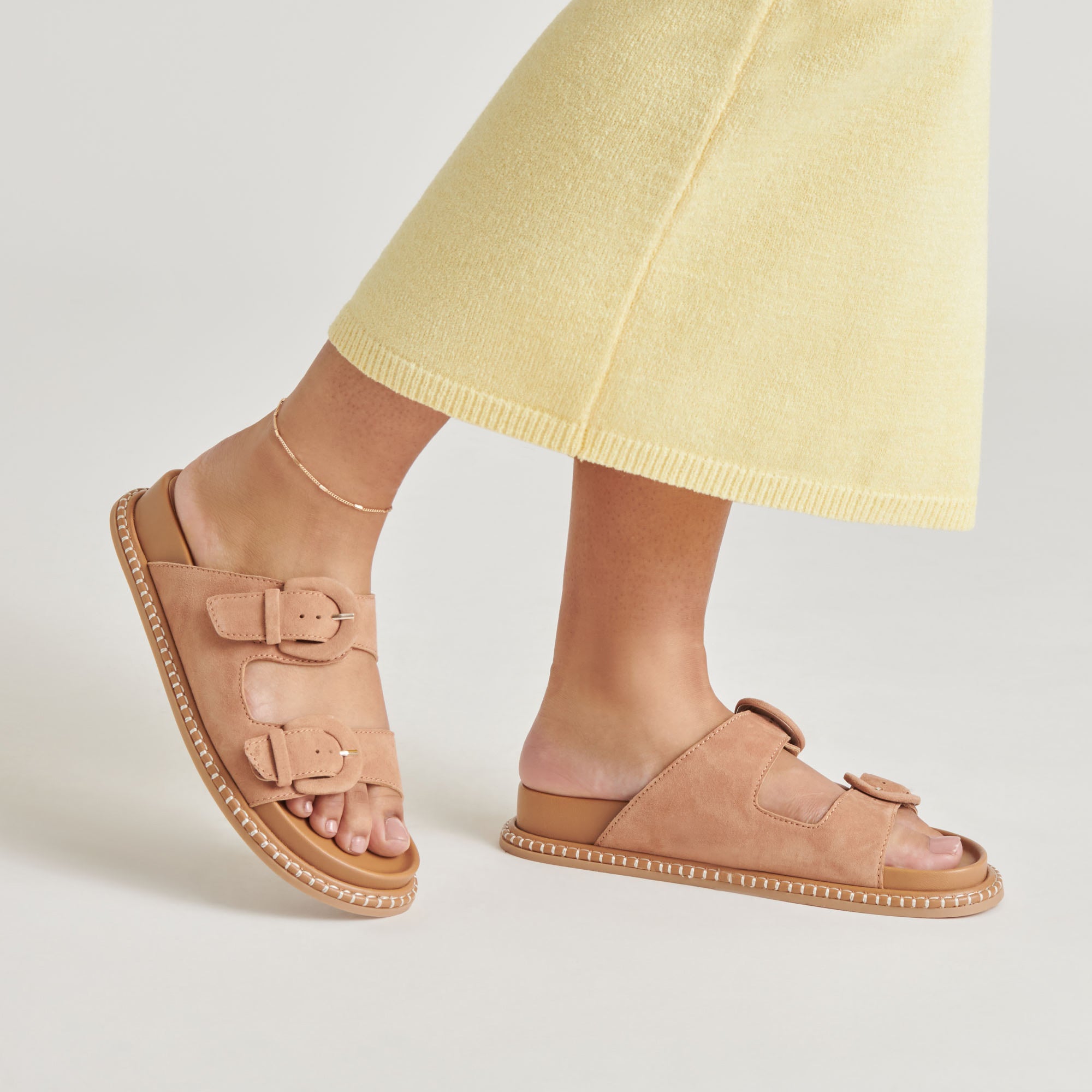 SHAUNY Women's Comfortable Toffee Suede Sandals - Soft & Stylish Summer Casual Shoes for Beach, Walking, and Outdoor Activities
