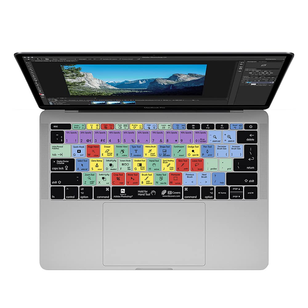 KB Covers for Photoshop | Shortcut Keyboard Skin for 13” MacBook Pro 2016+ & 12” MacBook 2015+ | Ultra Thin, Dustproof, Waterproof & Dirt-Resistant | Perfect for Graphic Designers & Photo Editors