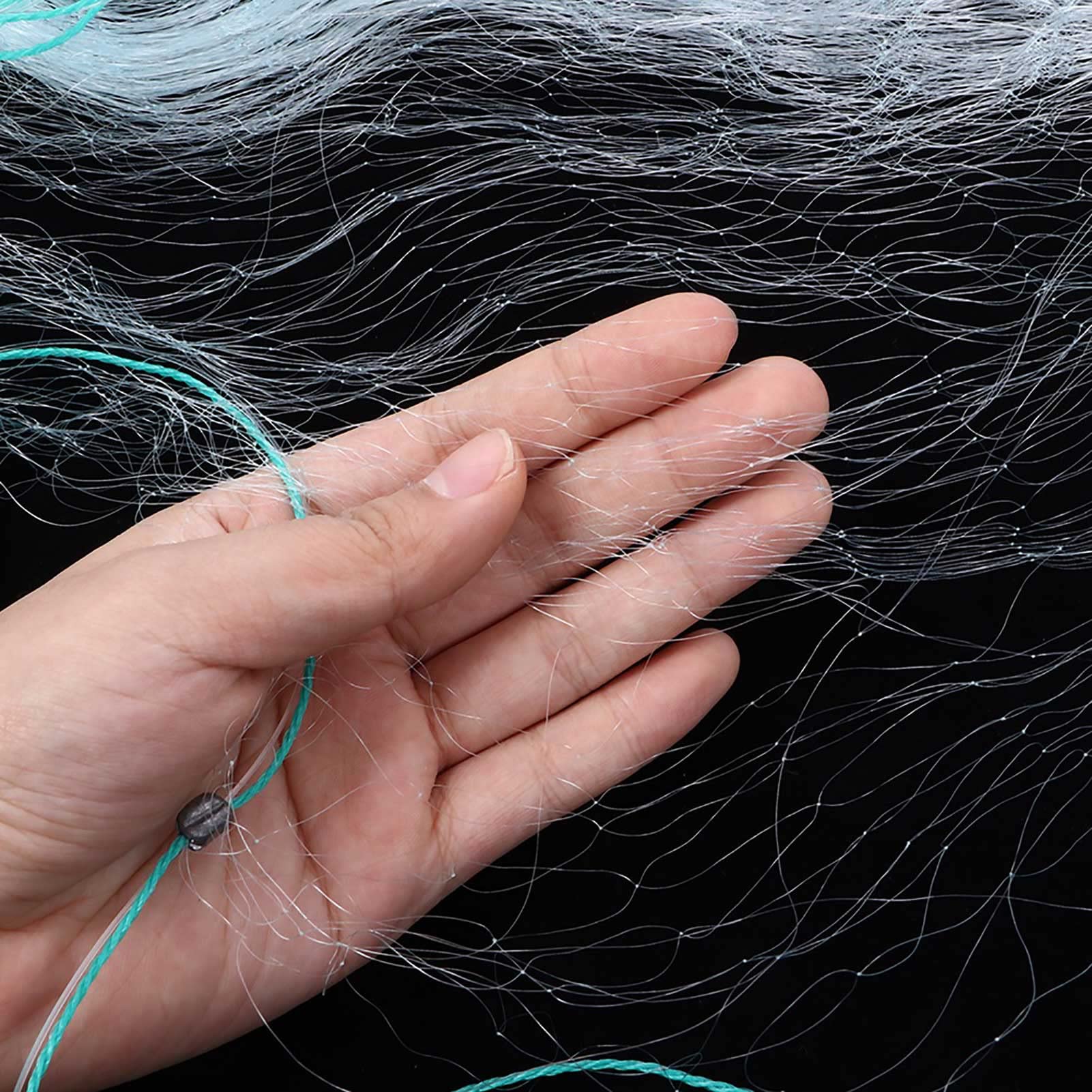 AUNMAS 50m/1.5m 3-Layer Nylon Saltwater Fishing Net - Hand Throw Bait Trap, Gill Net, Spin Net for Outdoor Fishing with Accessories (3 Finger) - Perfect for Saltwater Fishing, Shore Casting, and Bait Collection