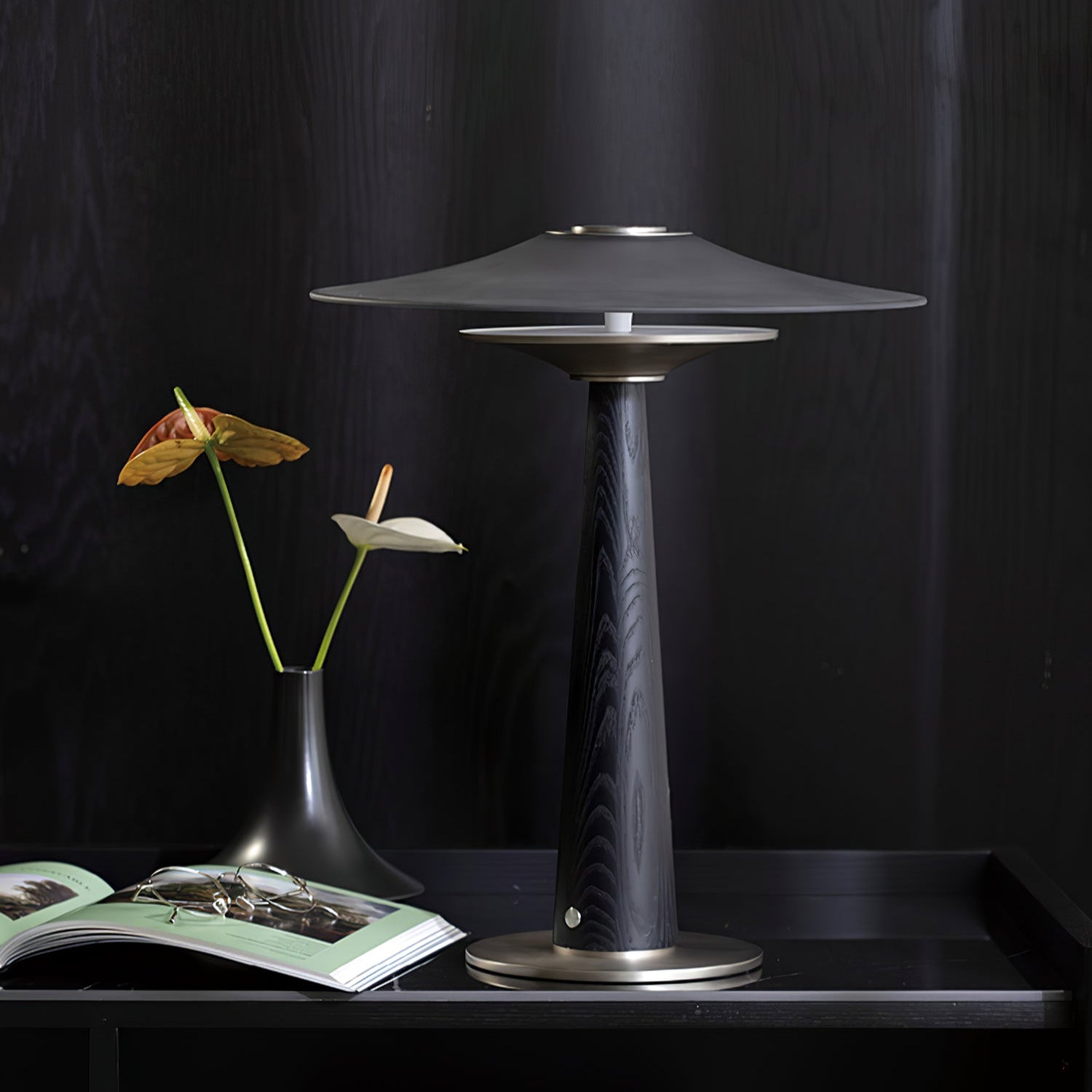 Kizu Peak Table Lamp - Modern LED Nightstand Light with Touch Control, Dimmable Warm White for Bedroom, Living Room, Office - Perfect for Reading, Relaxing & Decor