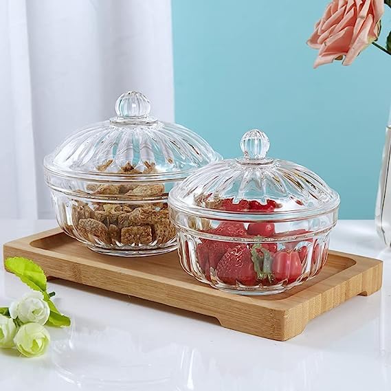 123Arts Airtight Plastic Candy Dish with Lid - Sugar Bowl, Spice Jar, Kitchen Storage Container for Candy, Cookies, Tea, Coffee & Spices | Perfect for Pantry Organization & Party Serving