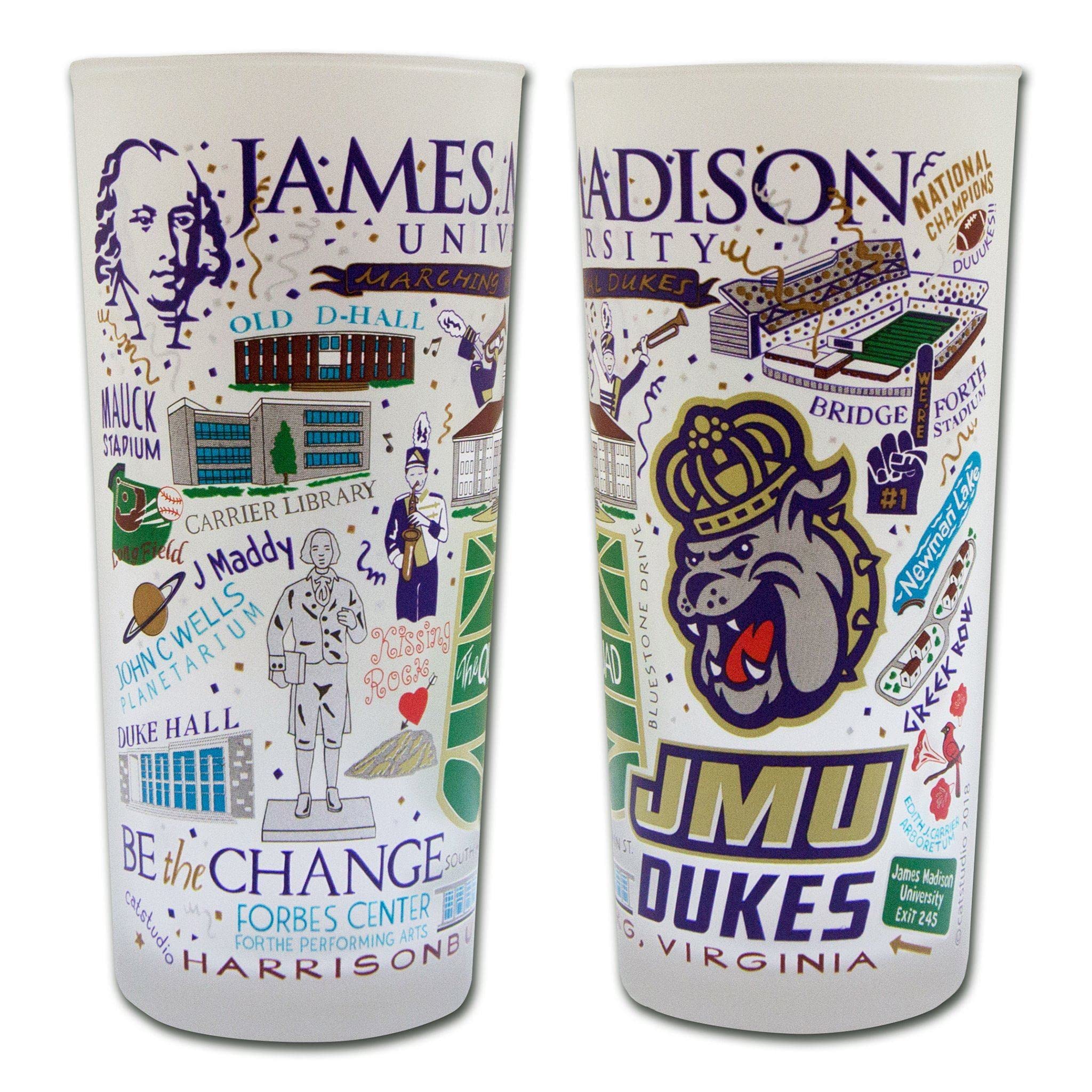 James Madison University Alumni Glass Cup - 15oz Dishwasher Safe Tumbler for JMU Fans, Kitchen & Office Use | Catstudio Drinking Glass for Water, Juice & Cocktails