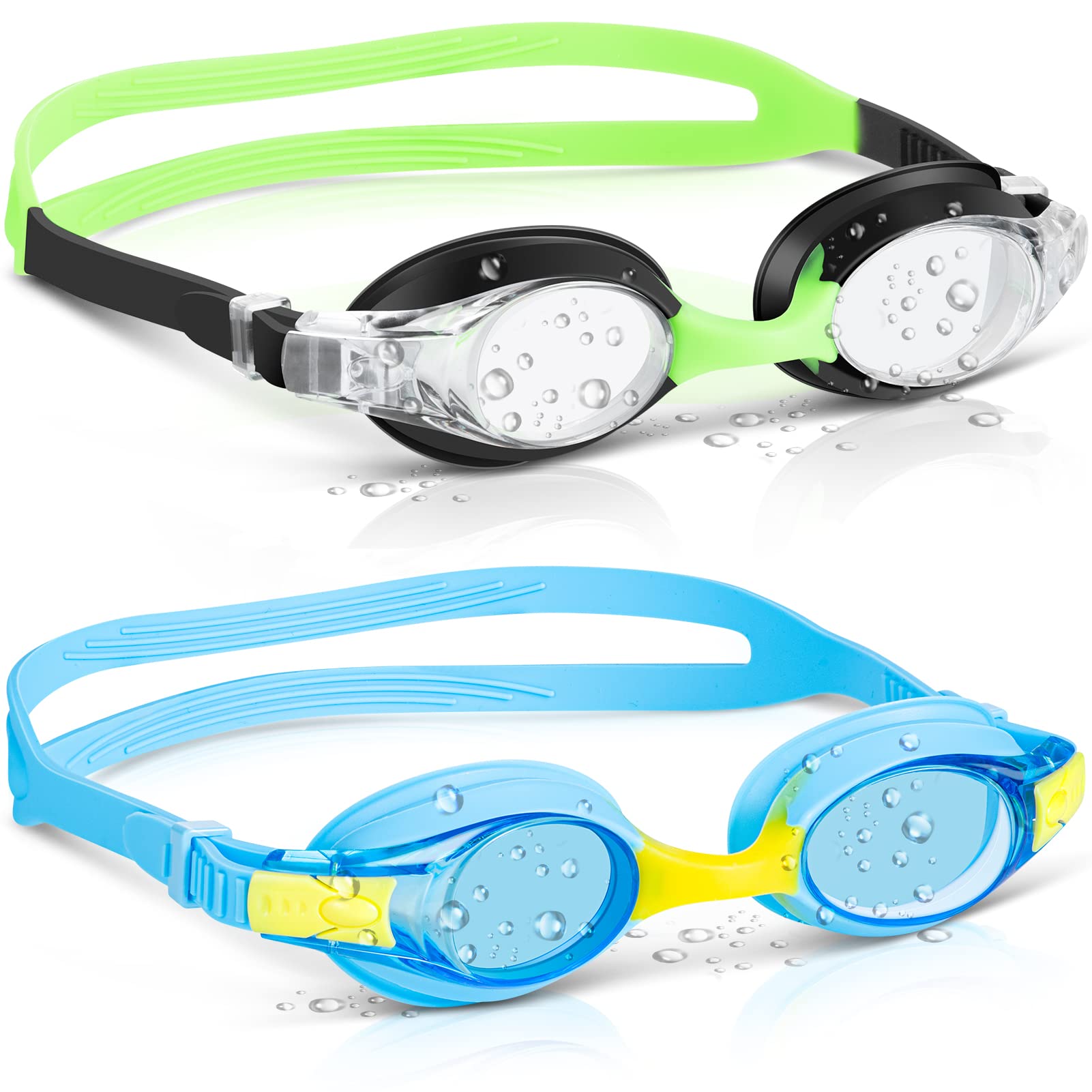 Portzon Unisex-Child Swim Goggles - Anti-Fog, No Leaking, Clear Vision for Water Pool Swimming, Perfect for Kids' Swim Lessons & Family Beach Trips