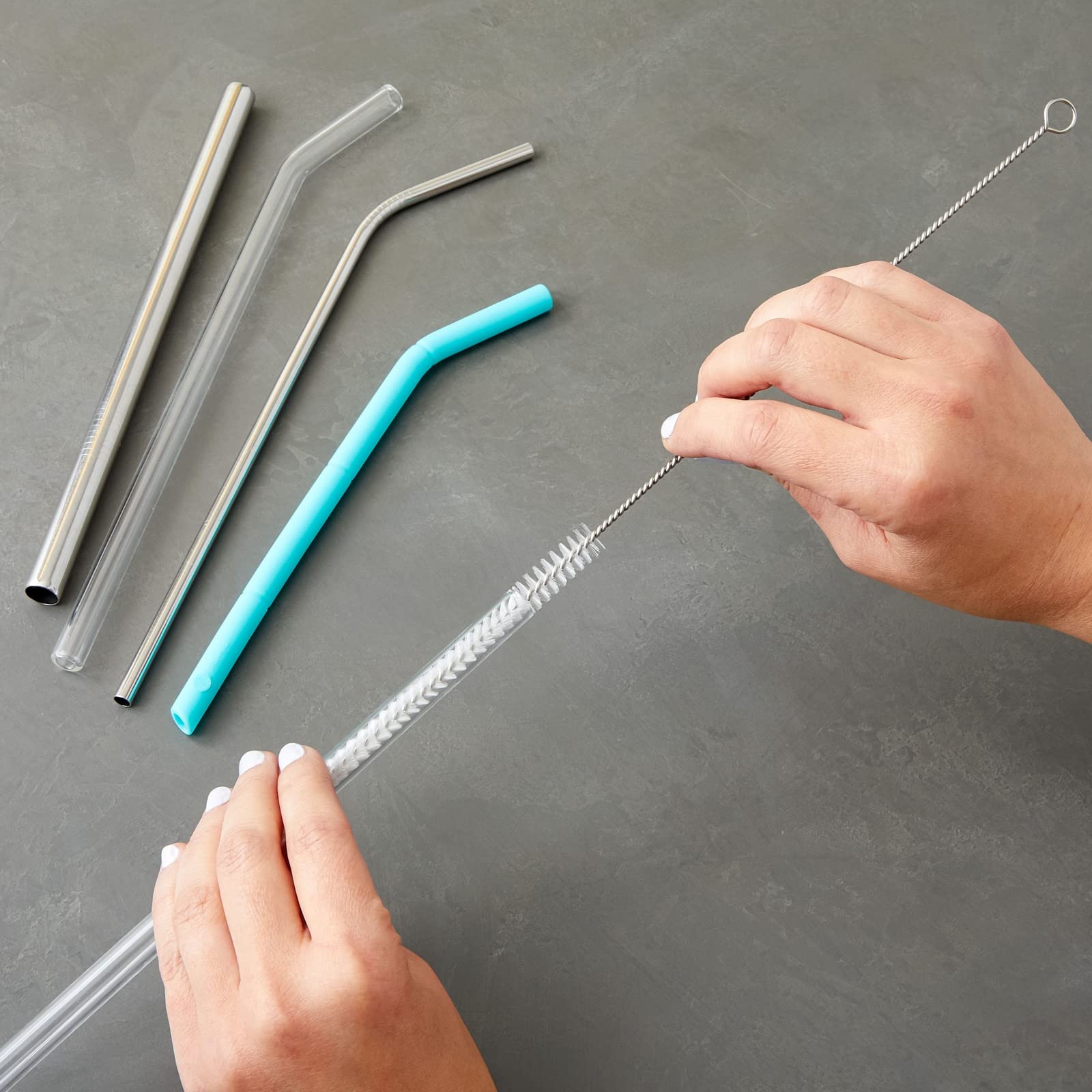 4-Pack Extra Long Stainless Steel Straw Cleaner Brush - 12
