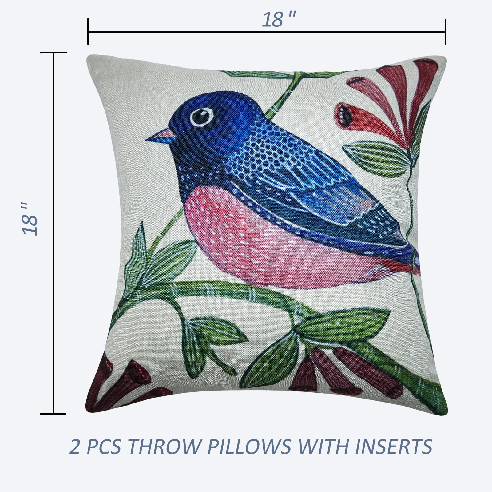 Waterproof Outdoor Throw Pillows Set of 2 - 18×18 Inch Decorative Patio Cushions for Bed, Couch & Sofa | Perfect for Garden, Poolside & Porch Furniture