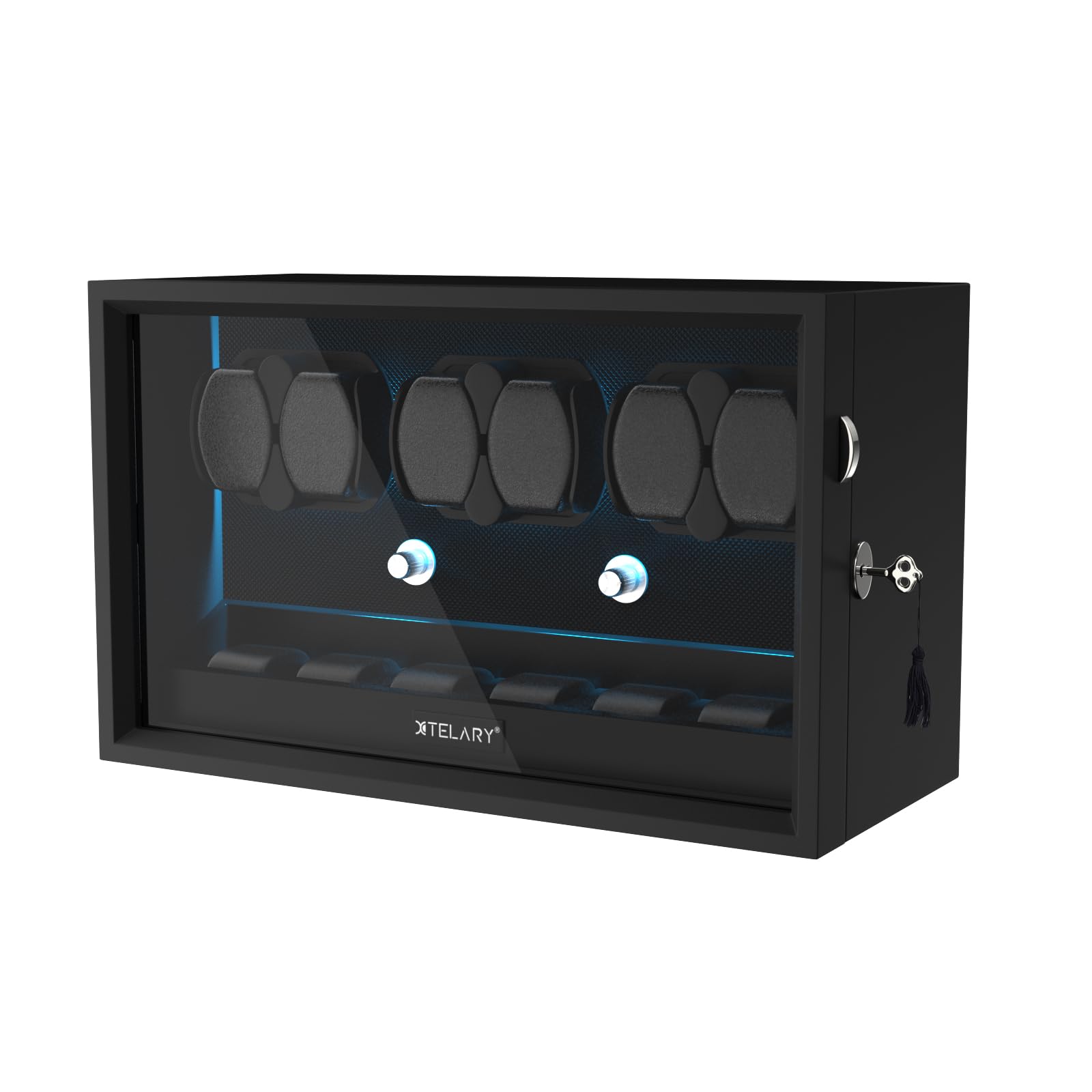 XTELARY Lockable Automatic Watch Winder - 4/6/8/12 Watch Storage Box with 4 Rotation Modes, Ultra Quiet Motor & LED Backlight | Perfect for Watch Collectors, Luxury Watch Storage & Display
