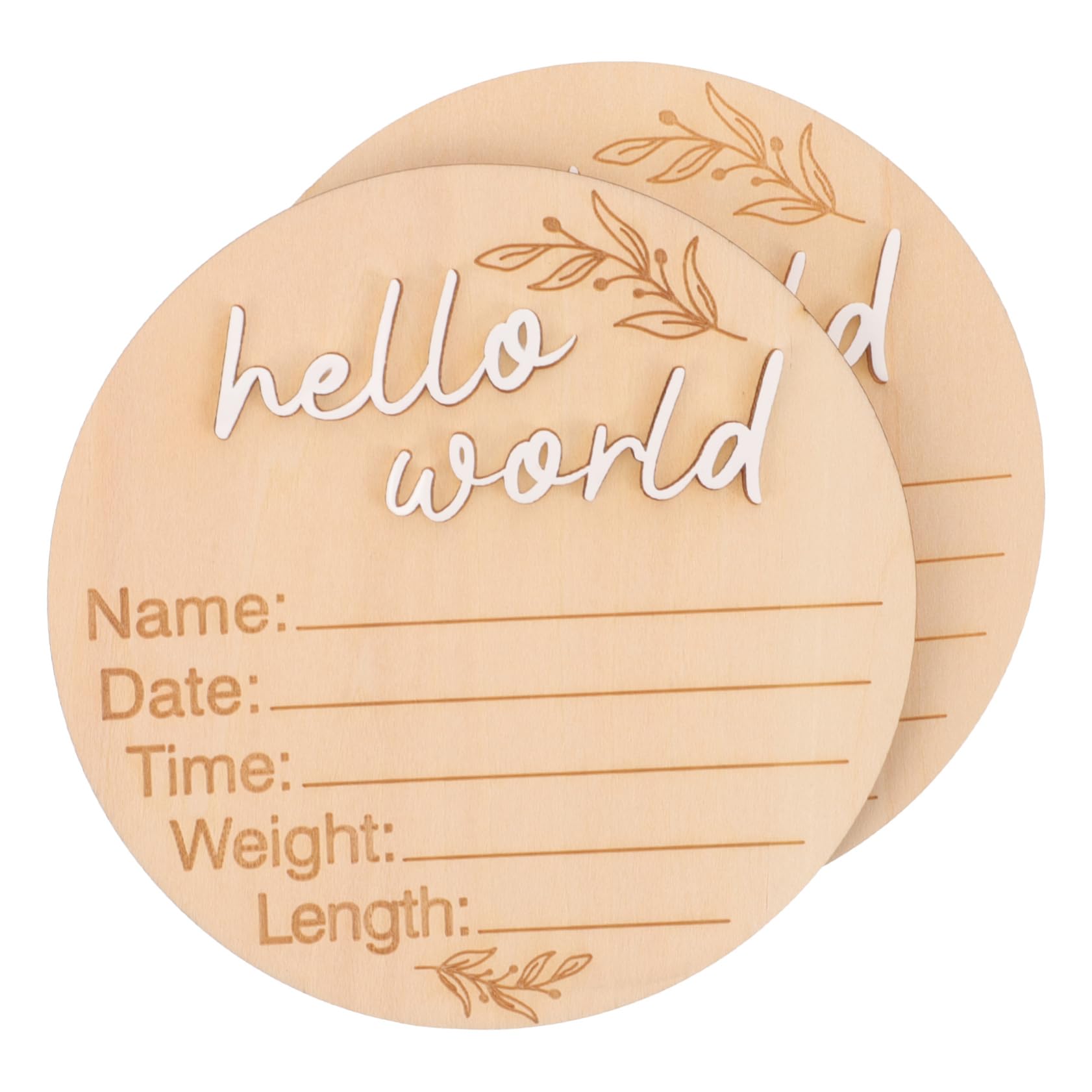 VICASKY Personalized Newborn Baby Announcement Set - 2pcs Wooden Birth Sign with Custom Name, Perfect for Baby Shower Gifts & Nursery Decor