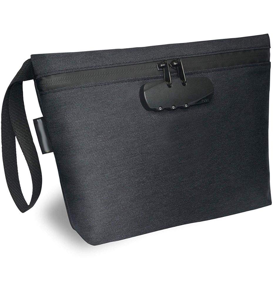 Smell Proof Lockable Storage Bag with Carbon Lining & Combination Lock - Odorless Secure Container for Travel, Gym, or Valuables Protection - Airtight Stash Pouch for Cash, Jewelry & Essentials