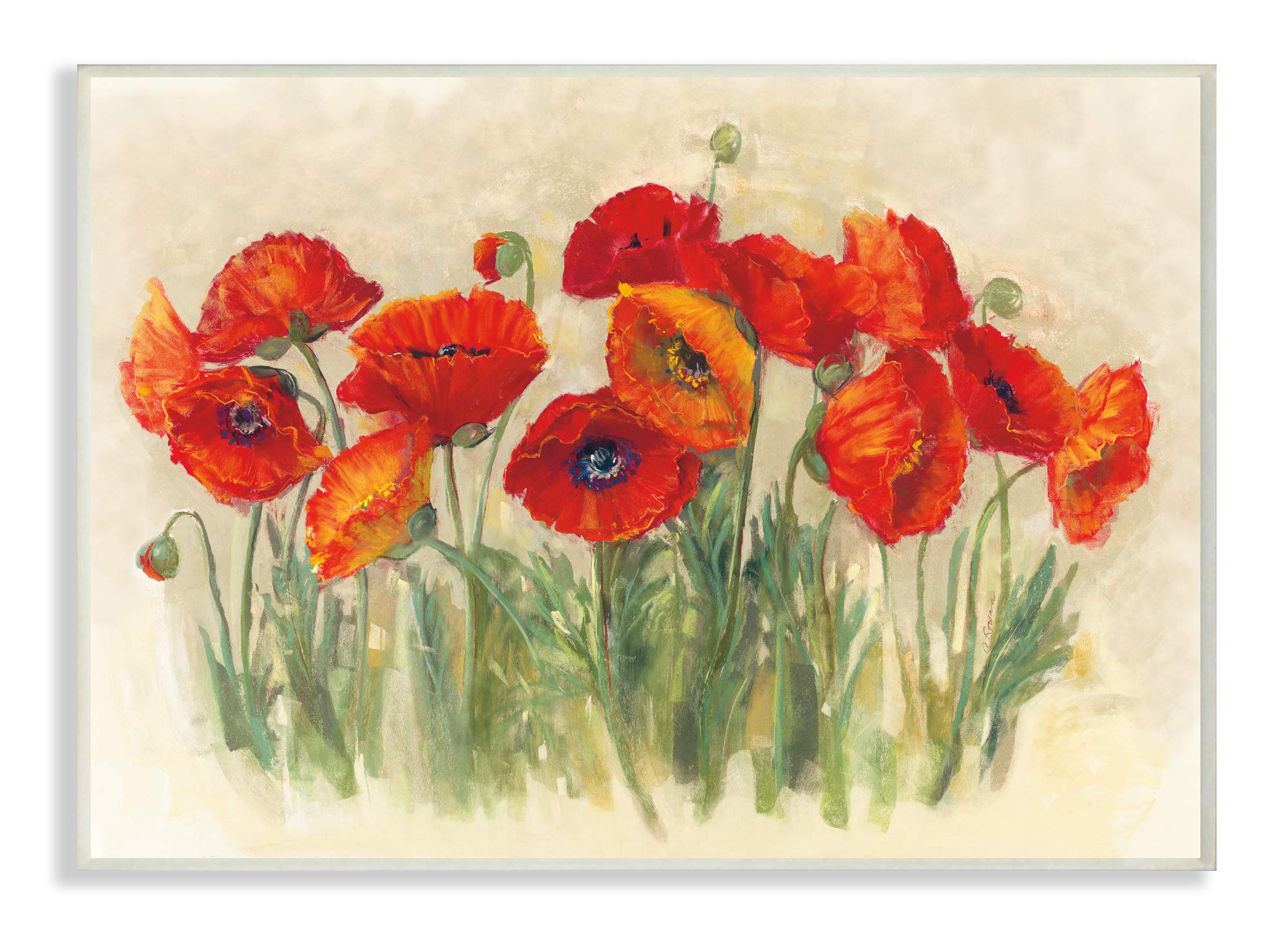 Red Poppy Floral Soft Green Meadow Grass - Perfect for Home Decor, Wedding Bouquets & Spring Garden Arrangements