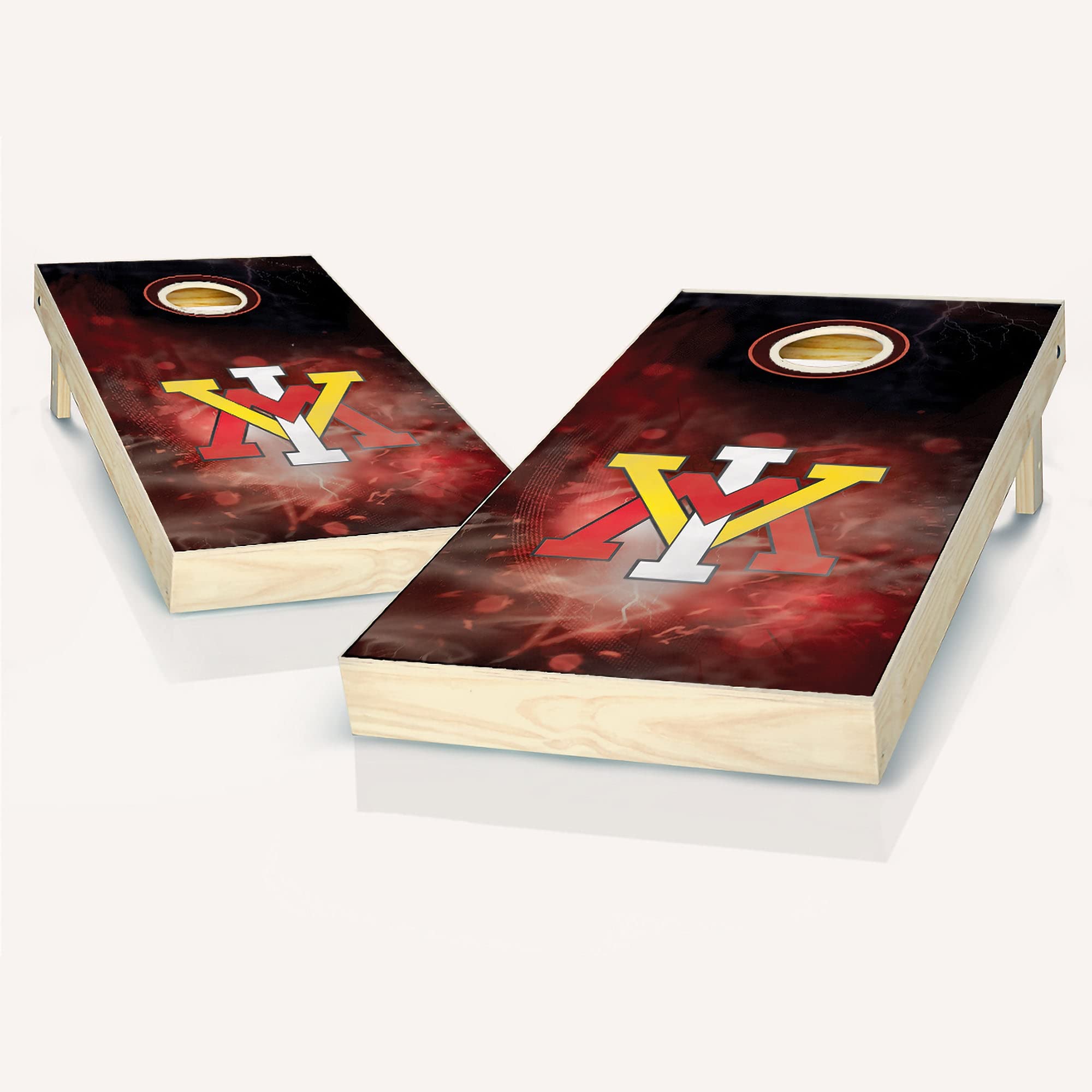 Premium Wooden Cornhole Game Set - 2 Boards & 8 Bean Bags for Outdoor Tailgating, Backyard Parties & BBQ Games | VMI Smoke Look Design