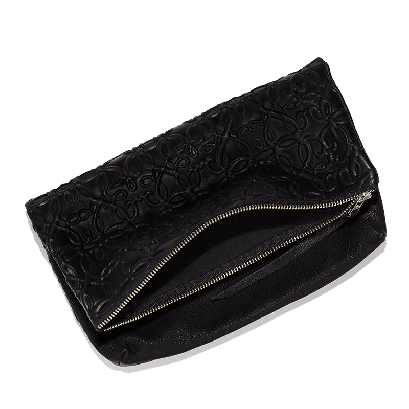 Gabriel Leather Fold Over Clutch - Black | Premium Women's Crossbody Bag | Perfect for Evening Parties, Date Nights & Special Occasions